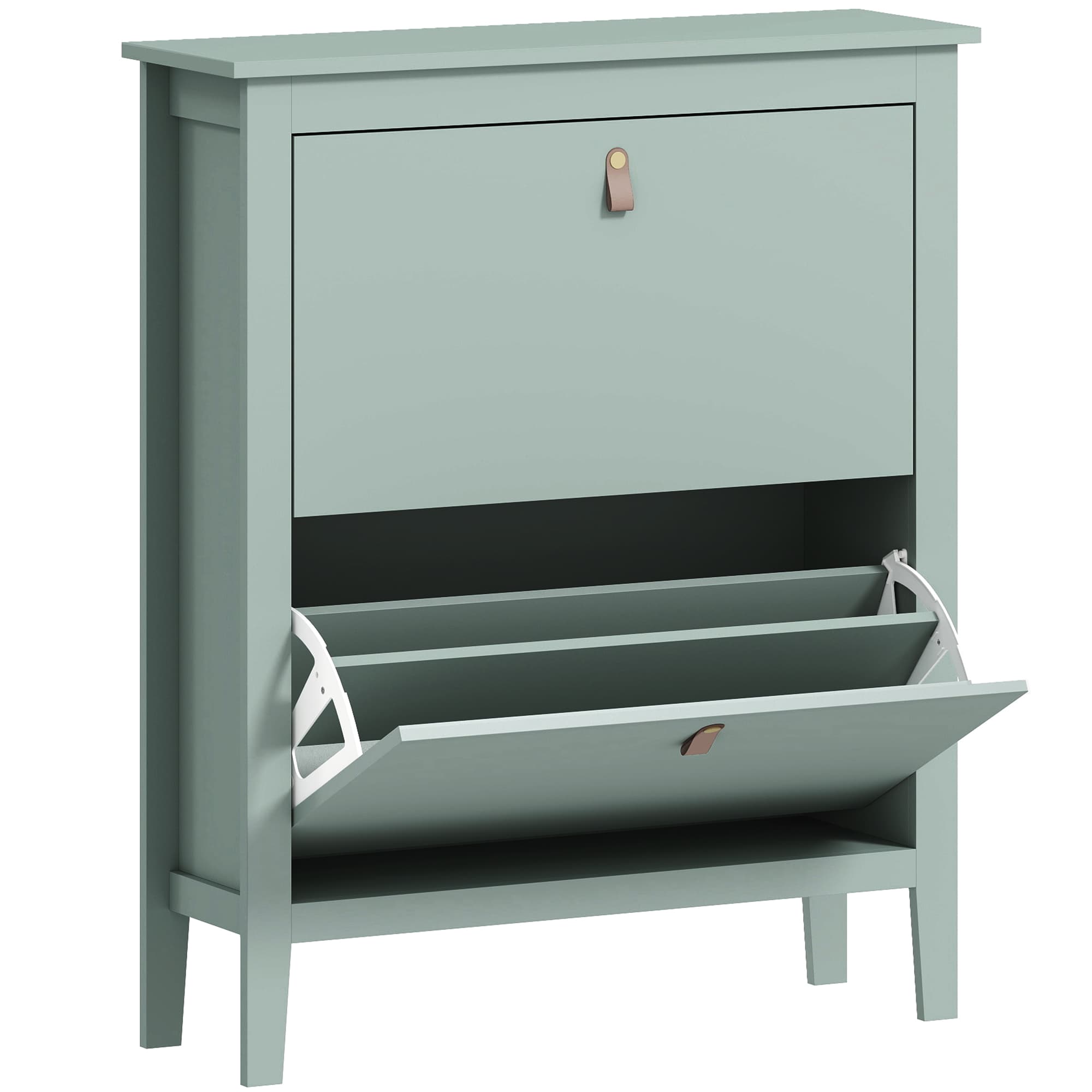 Transform Your Hallway with this Slim Green Shoe Cabinet - Green