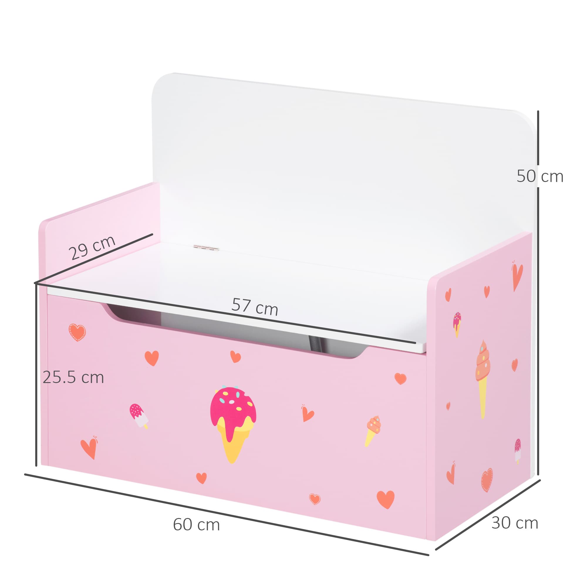 Children's Pink Toy Box and Storage Bench with Safety Lid - image 8