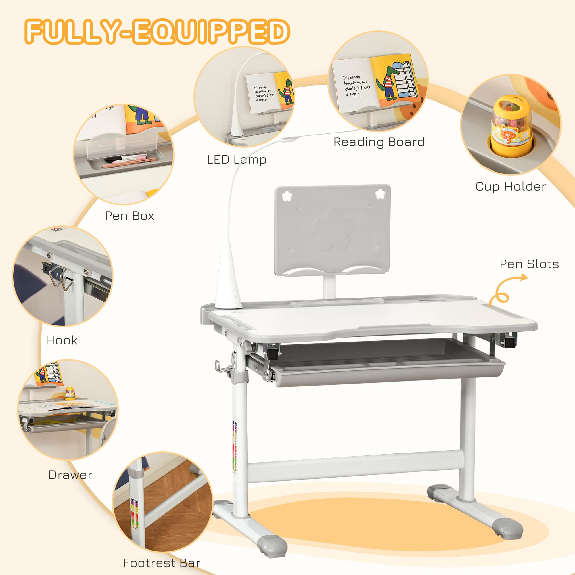 Ergonomic Grey Kids Study Desk and Chair Set for Growing Minds - image 3