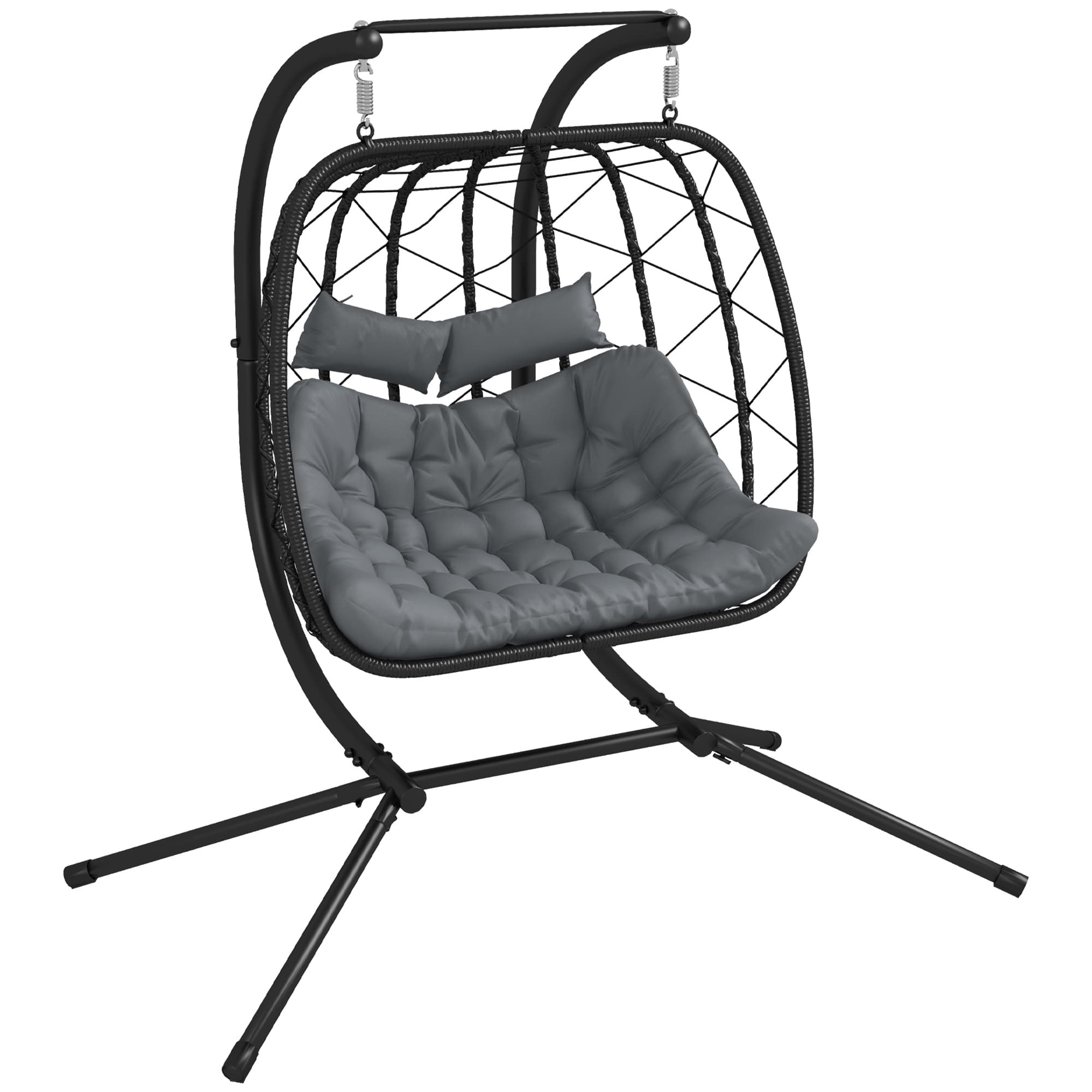 Transform Your Space with this Two-Seater Hanging Egg Chair - Black