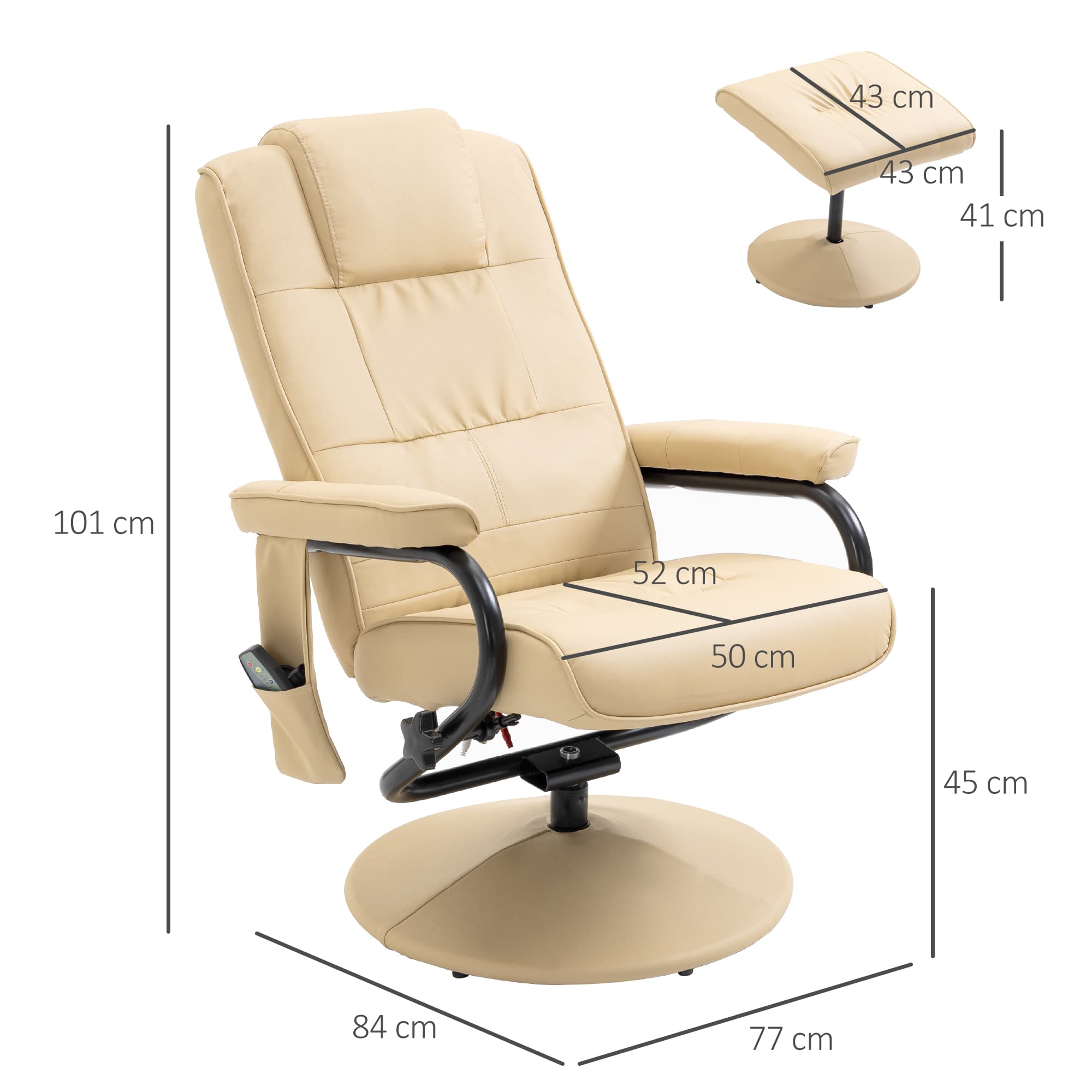 Discover Ultimate Comfort: Beige Massage Recliner & Footstool - image 5
