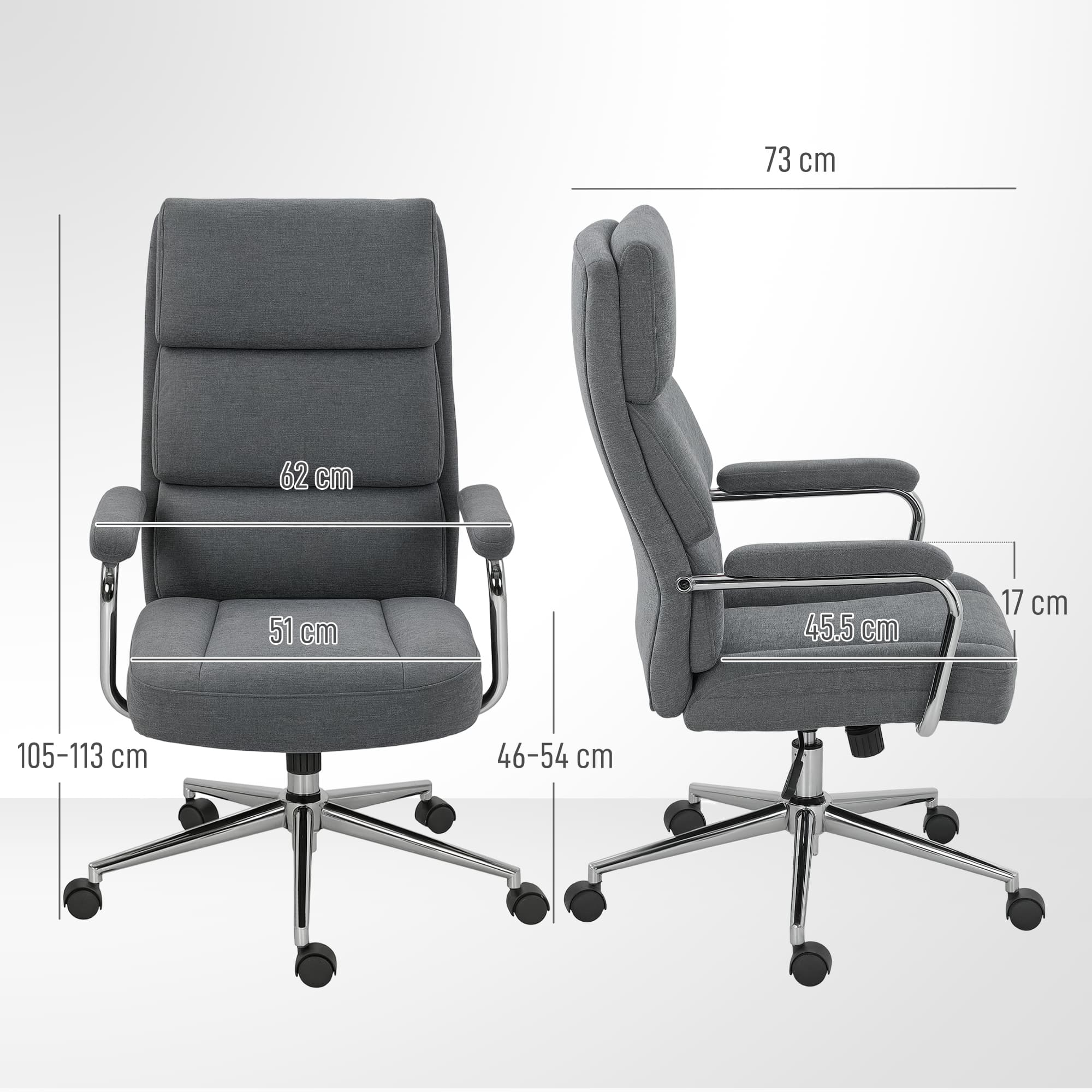 Charcoal Grey Linen Executive Chair for Effortless Support - image 5