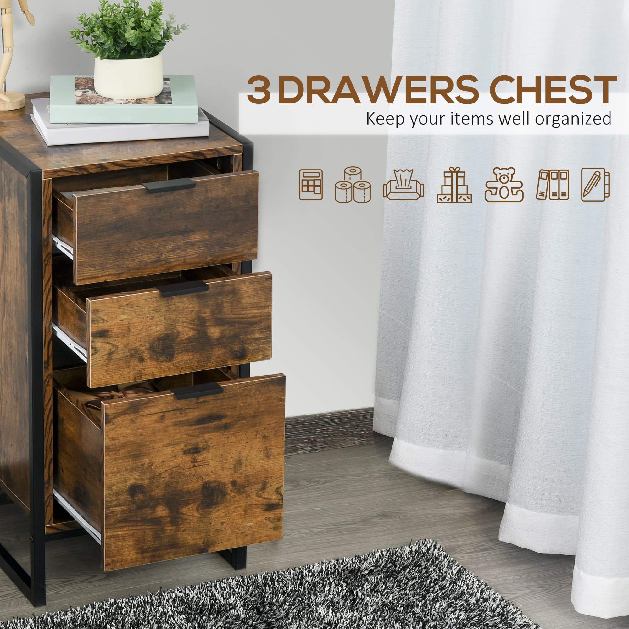 Transform Your Bedroom with this Industrial 3-Drawer Chest - image 2