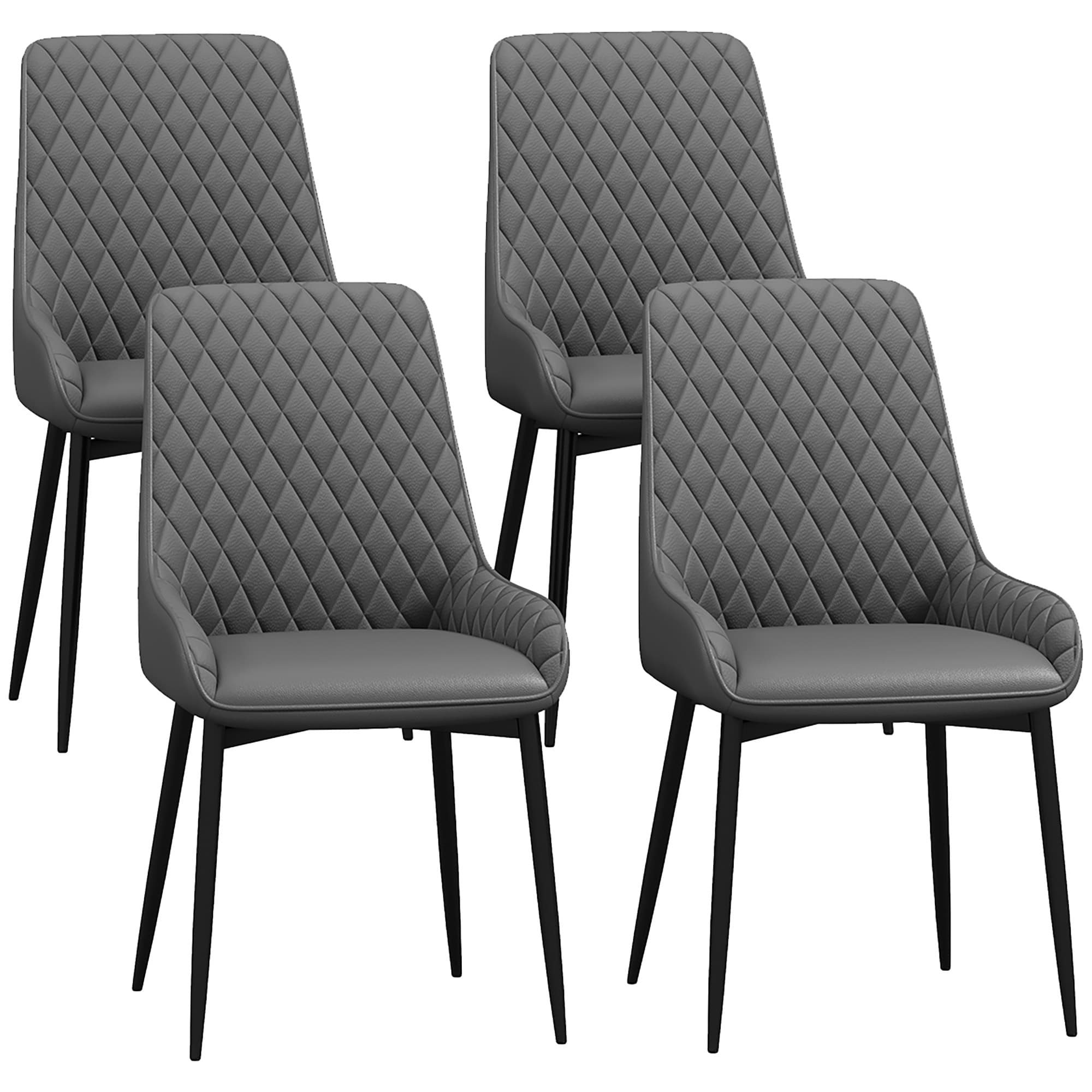 Transform Your Dining Space with Grey Quilted Leather Chairs - Grey
