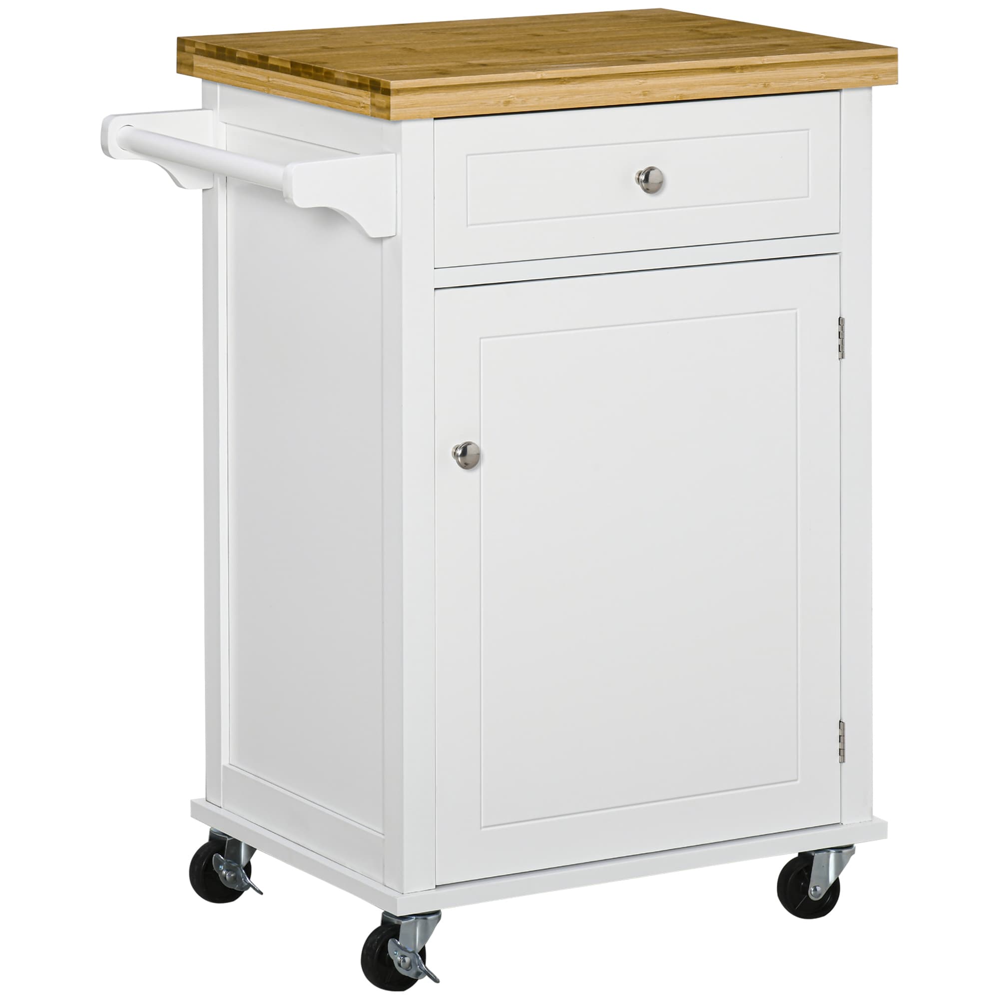 Effortless Kitchen Storage: White Wooden Island Trolley