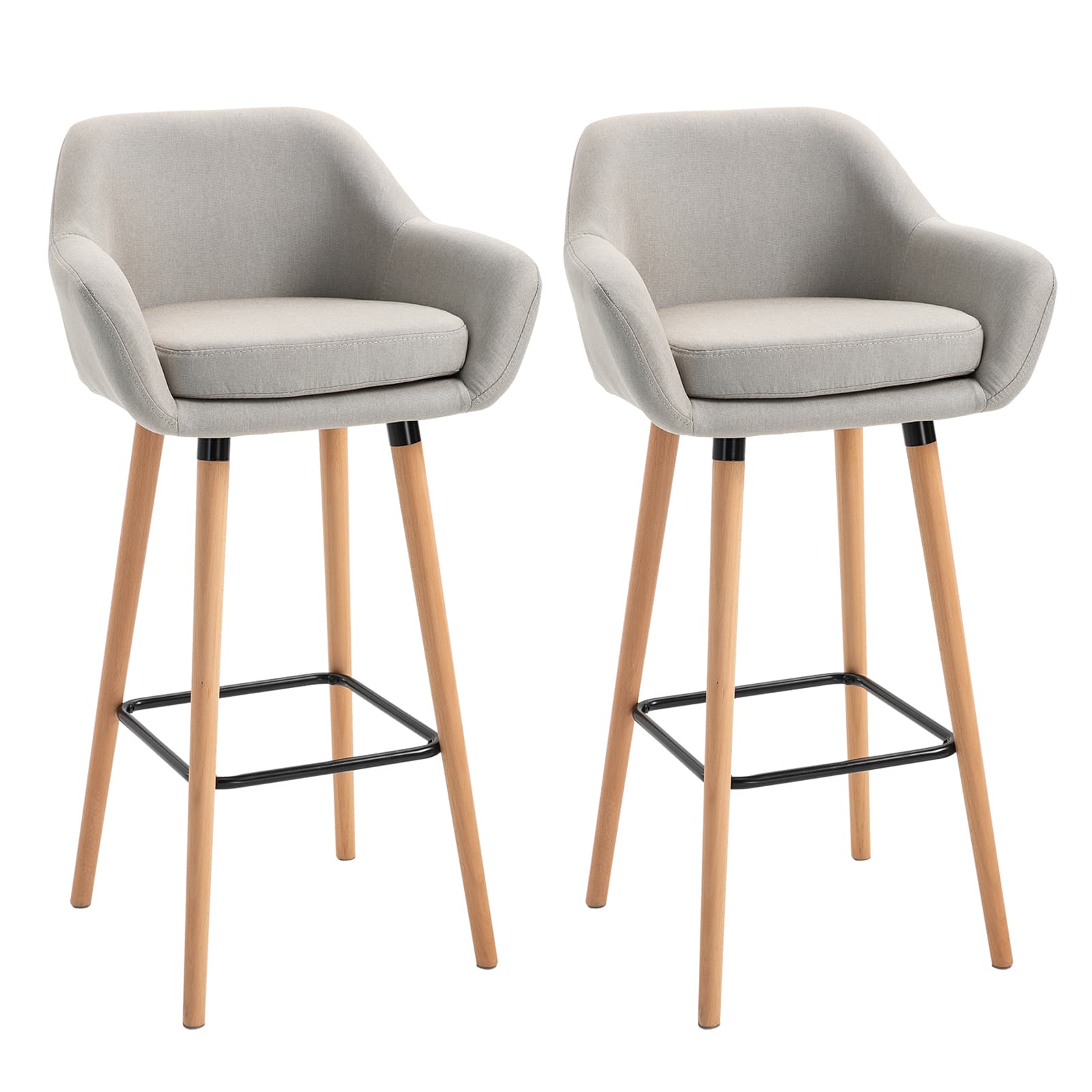 Premium Beige Linen Bar Stools for Effortless Elegance - Beige