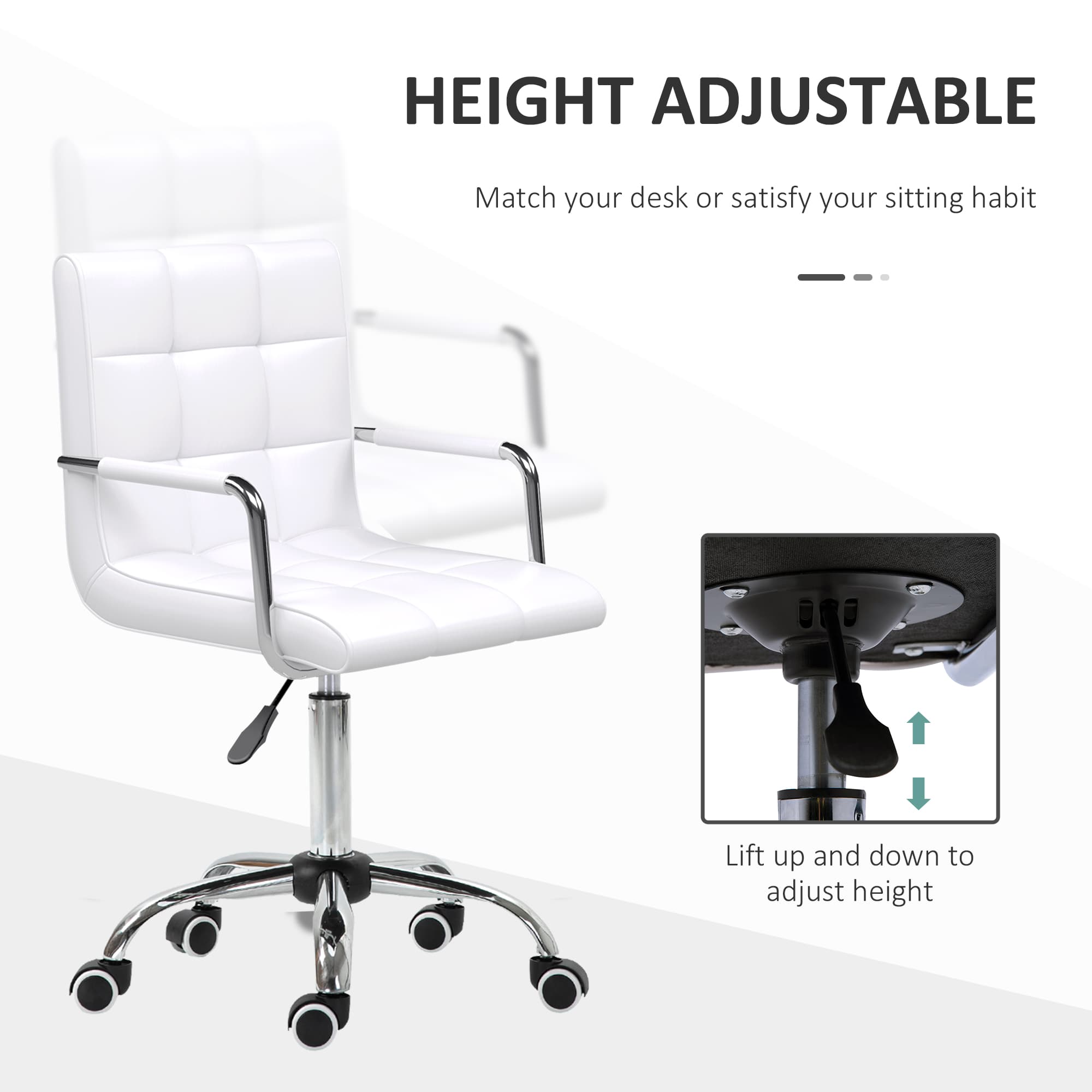 Transform Your Workspace with this White Leather Vanity Chair - image 2