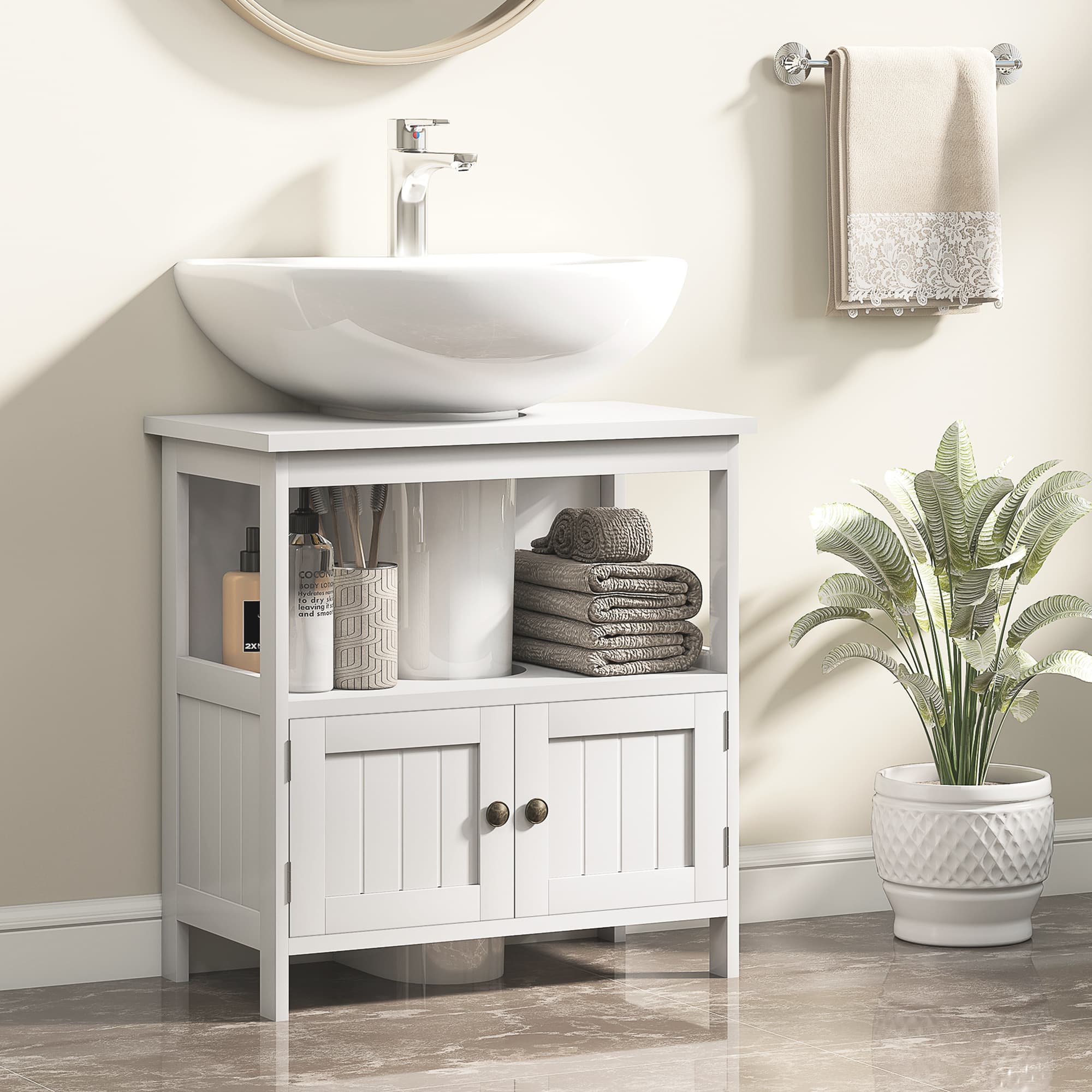 White under sink cabinet for tidy bathroom storage - image 3