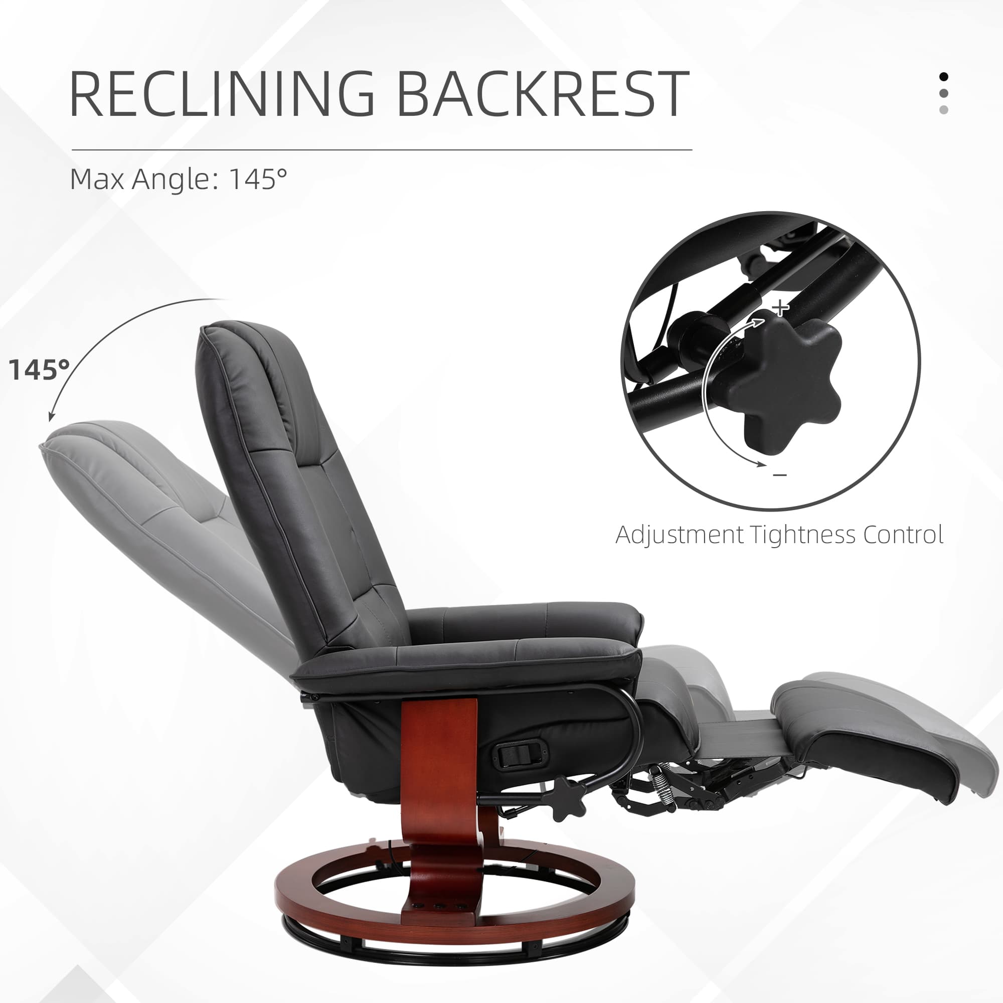Discover Ultimate Comfort: Black Reclining Swivel Chair - image 3