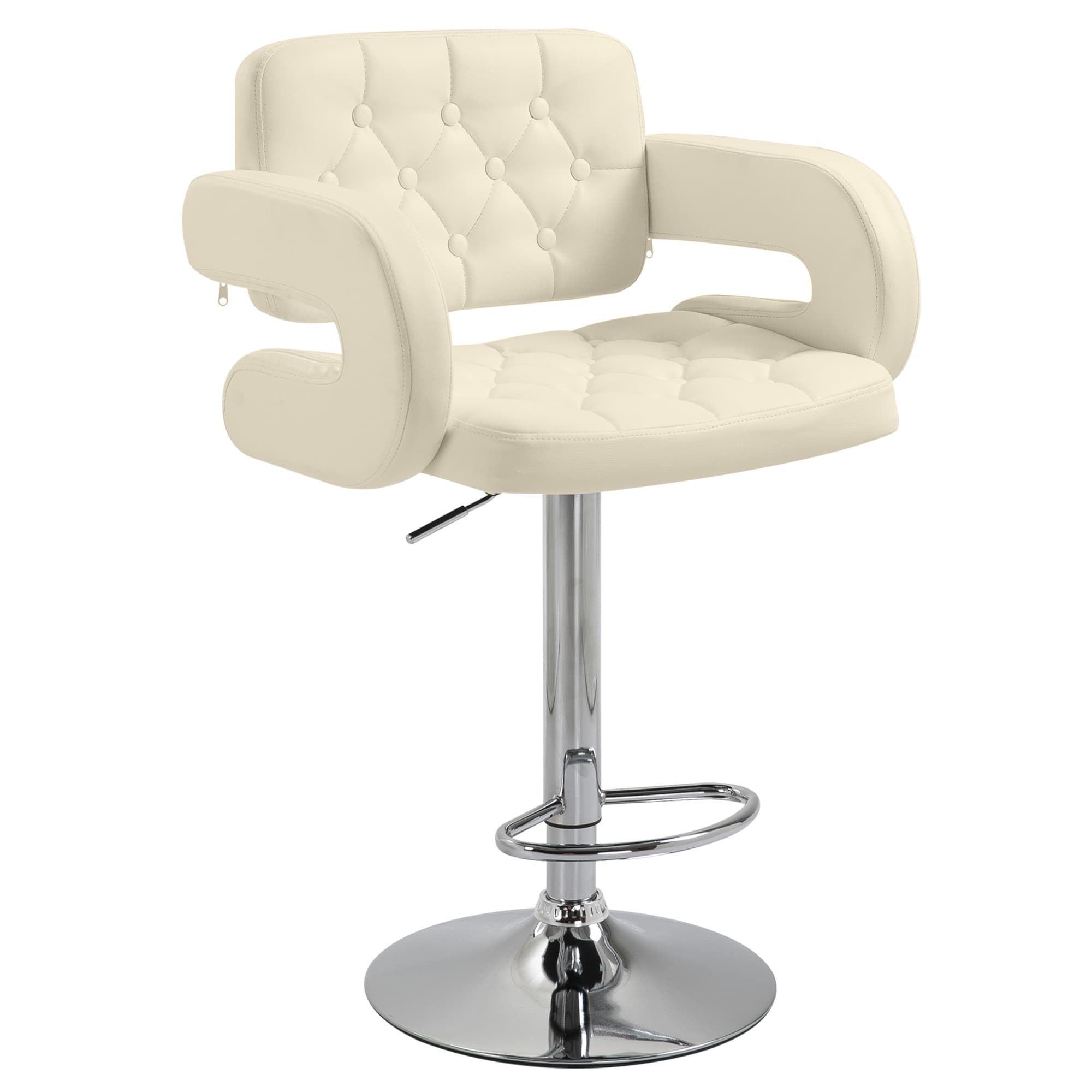 Effortless Comfort: Adjustable Beige Swivel Bar Stool