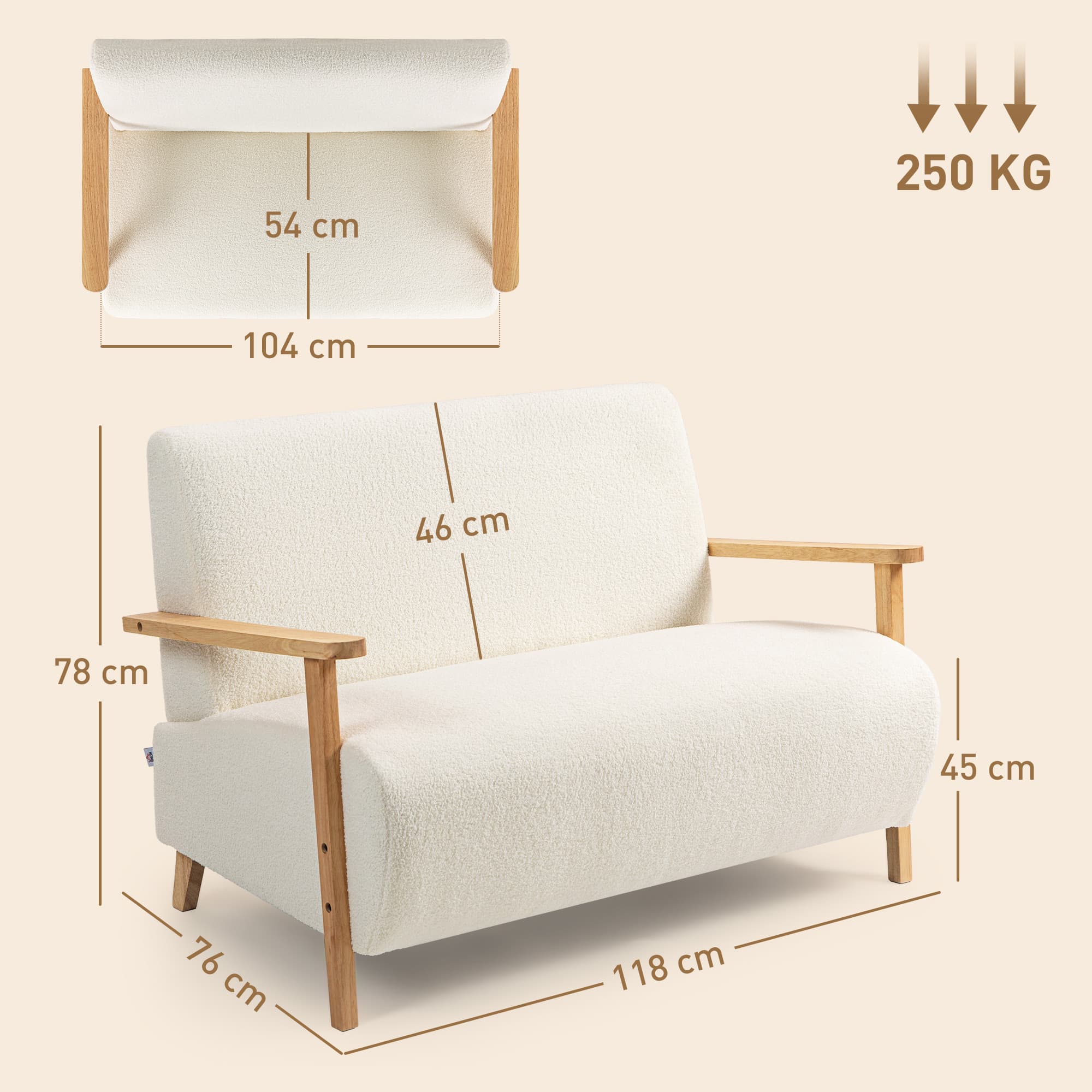 Transform Your Space with this Cream White Sherpa 2 Seater Sofa - image 2