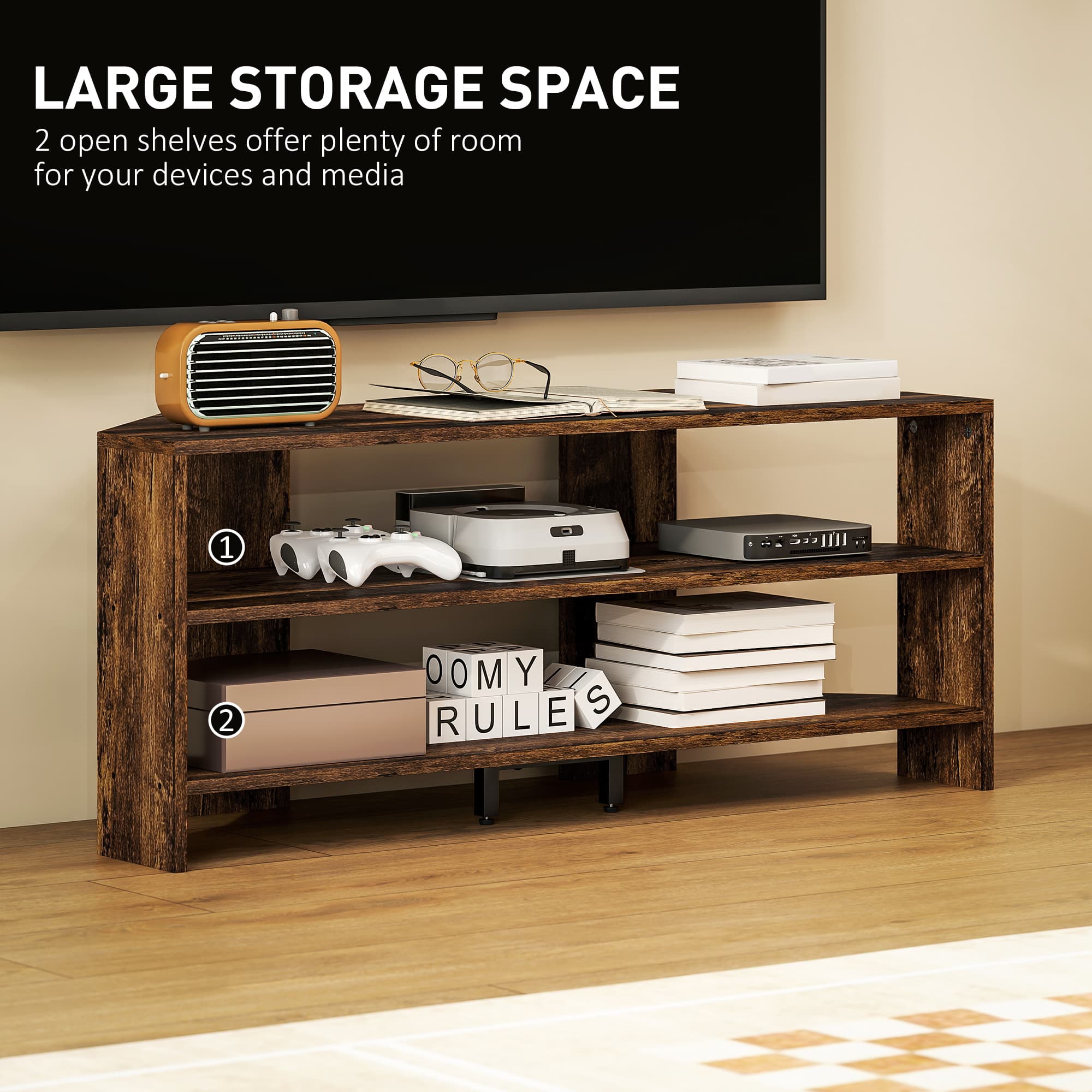 Transform Your Space with this Rustic Brown Corner TV Stand - image 5