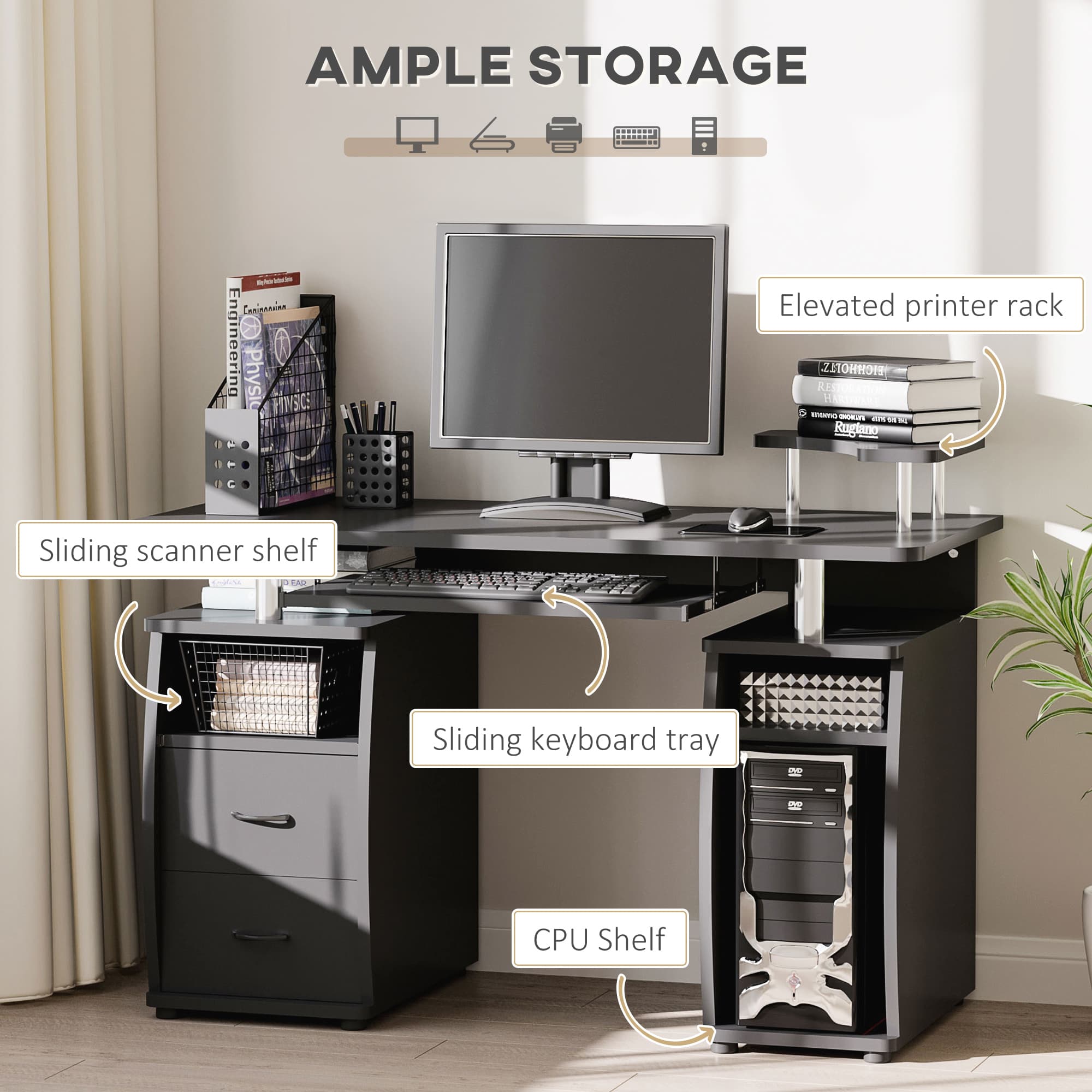 Engineered Black Computer Workstation for Effortless Productivity - image 4