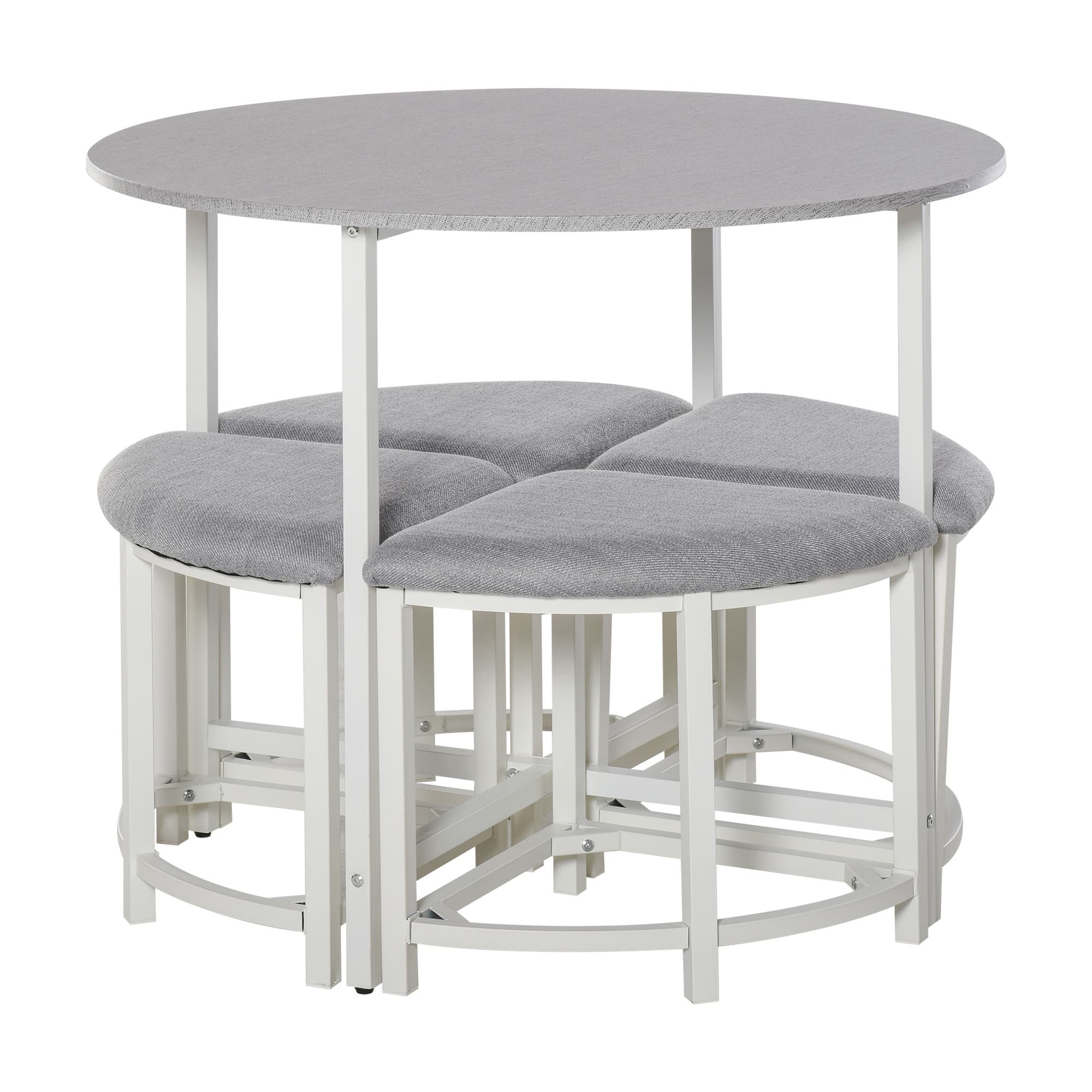 Transform Your Kitchen with this Space-Saving Round Dining Set - Grey