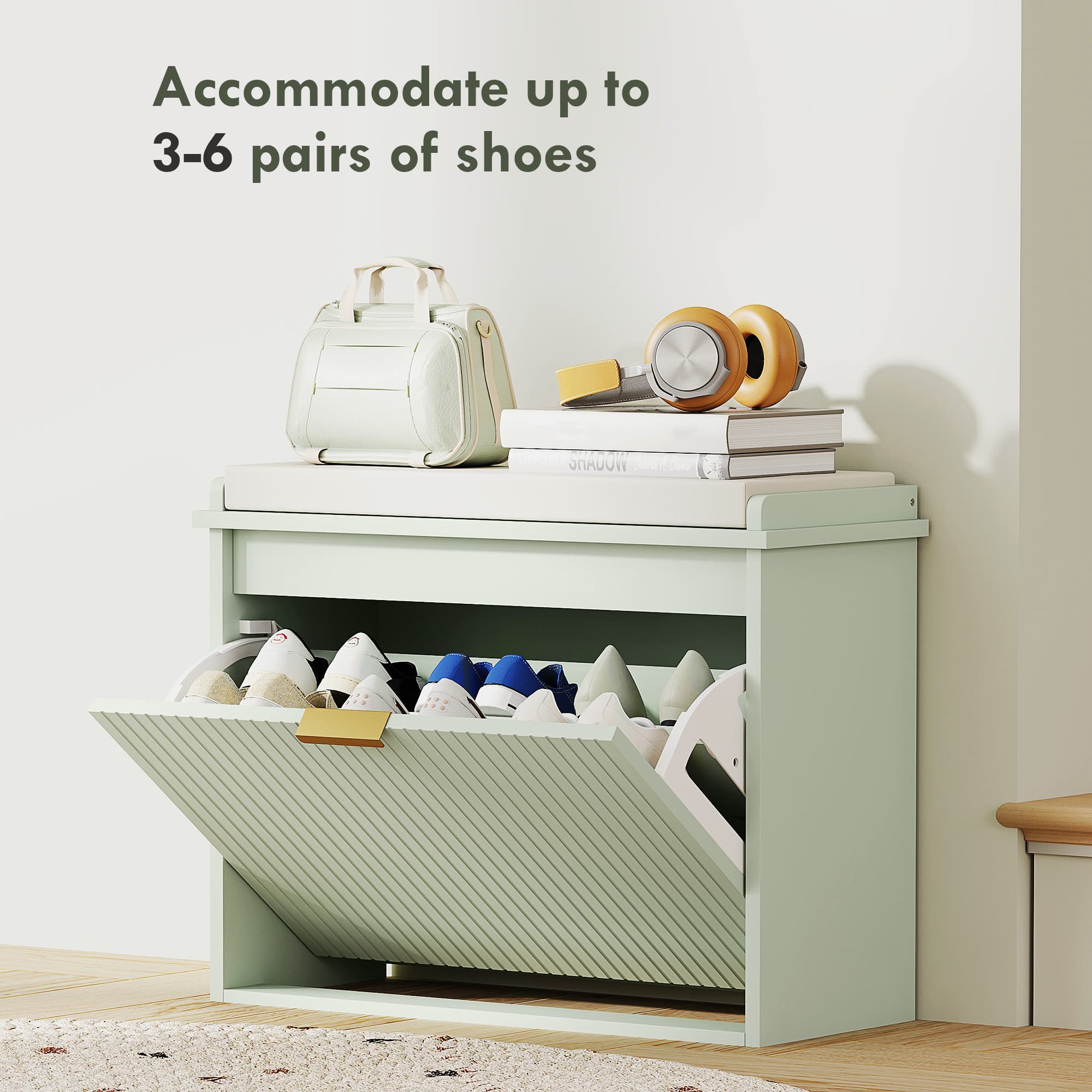 Transform Your Hallway with this Elegant Green Shoe Bench - image 3