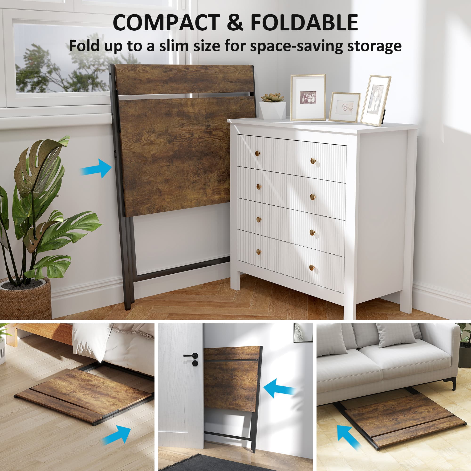 Space-Saving Folding Computer Desk with Monitor Shelf - image 5