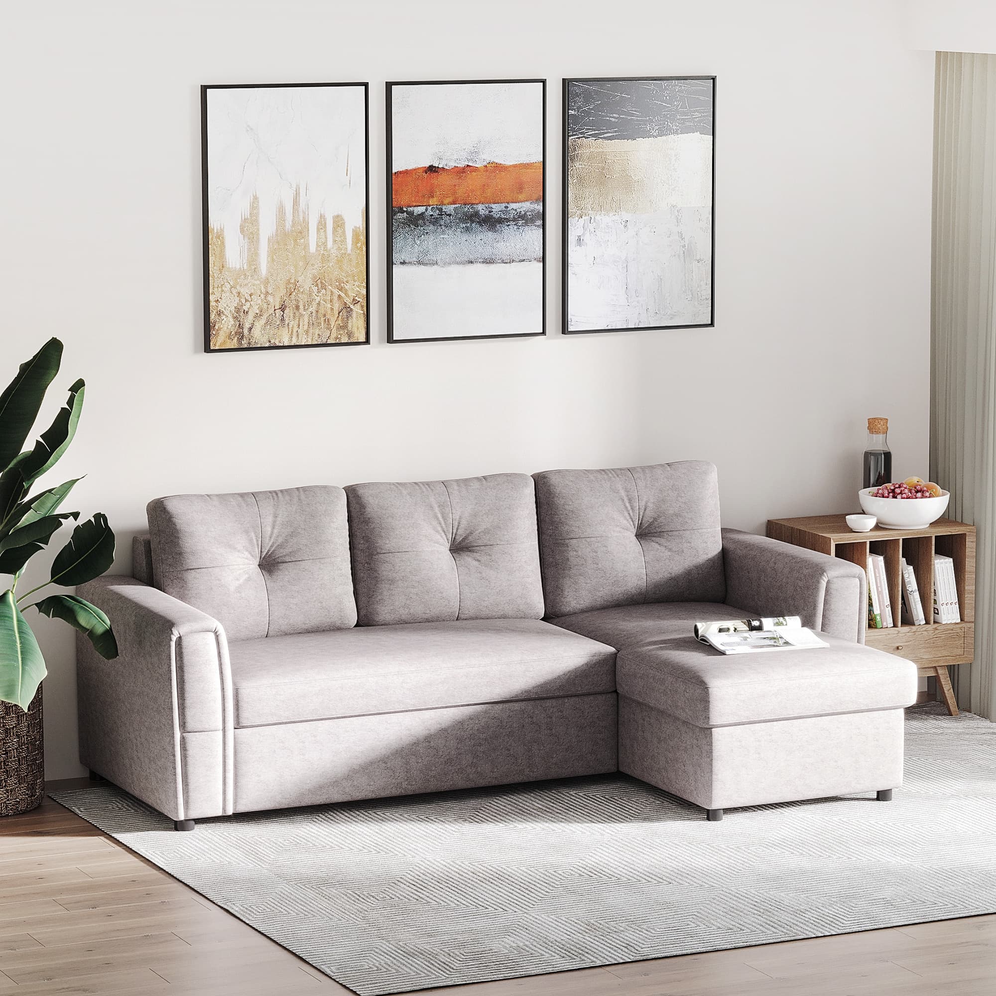 Transform Your Space With This Light Grey Corner Sofa Bed - image 2