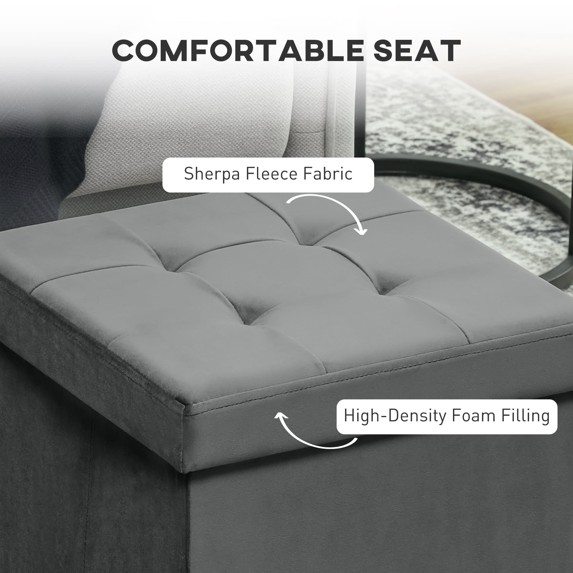 Grey Storage Ottoman for Seating, Feet and Clutter - image 9