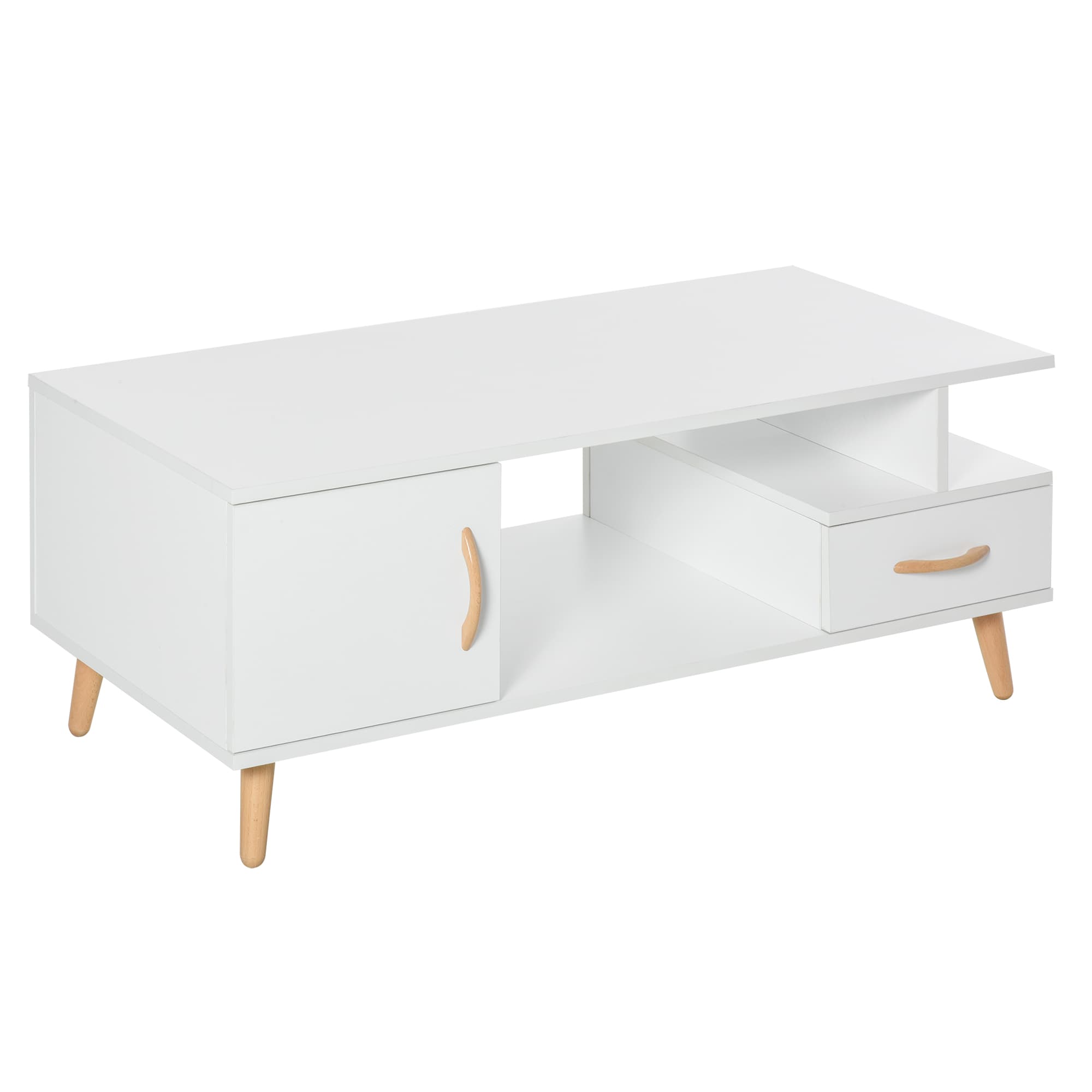 Transform Your Living Room with this Modern Storage Coffee Table - White