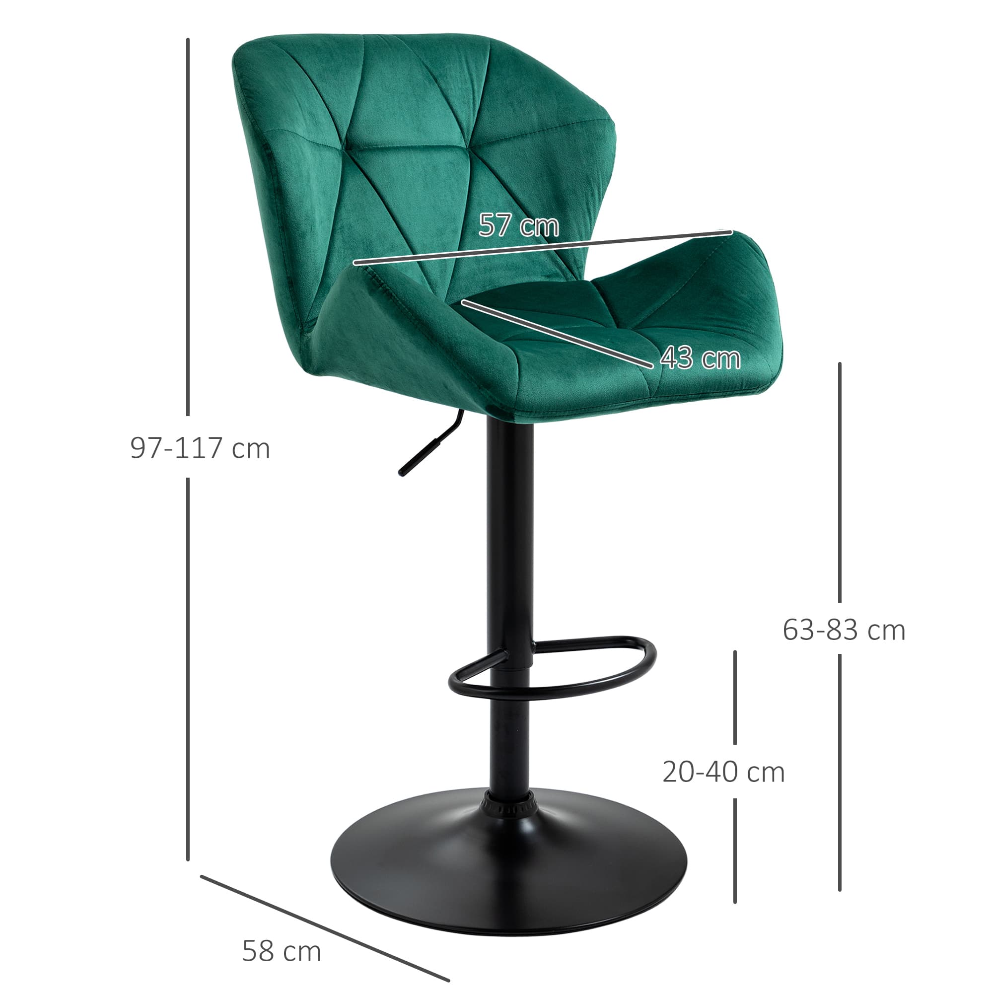 Effortless Style: Green Velvet Adjustable Bar Stools - image 4