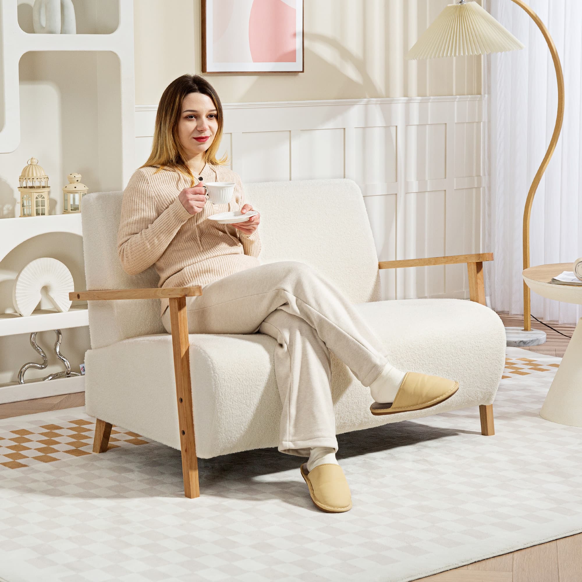 Transform Your Space with this Cream White Sherpa 2 Seater Sofa - image 5