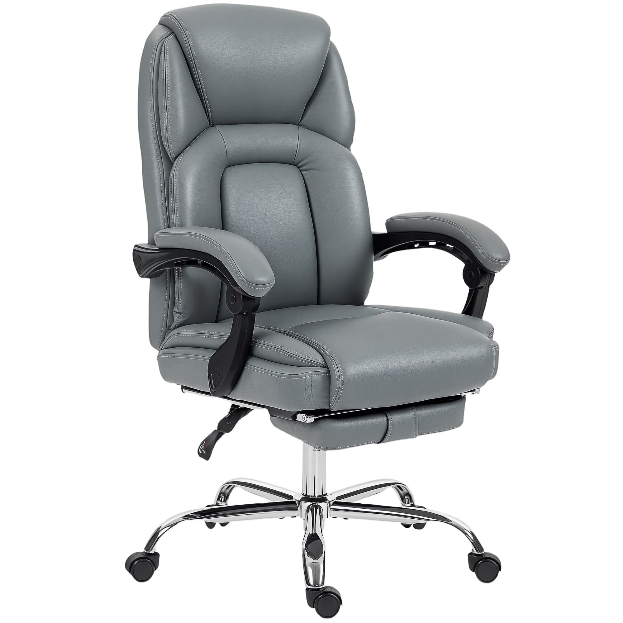 Effortless Comfort: Grey Reclining Office Chair with Footrest