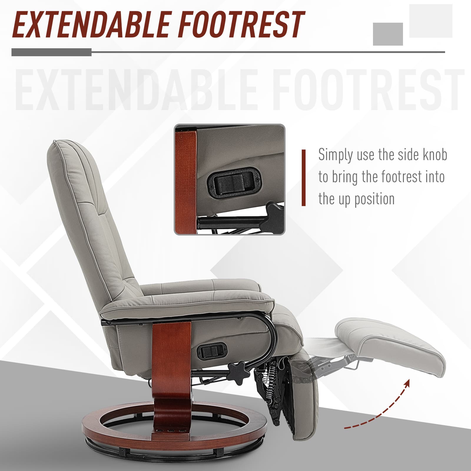 Transform Your Evenings with this Grey Reclining Swivel Chair - image 4