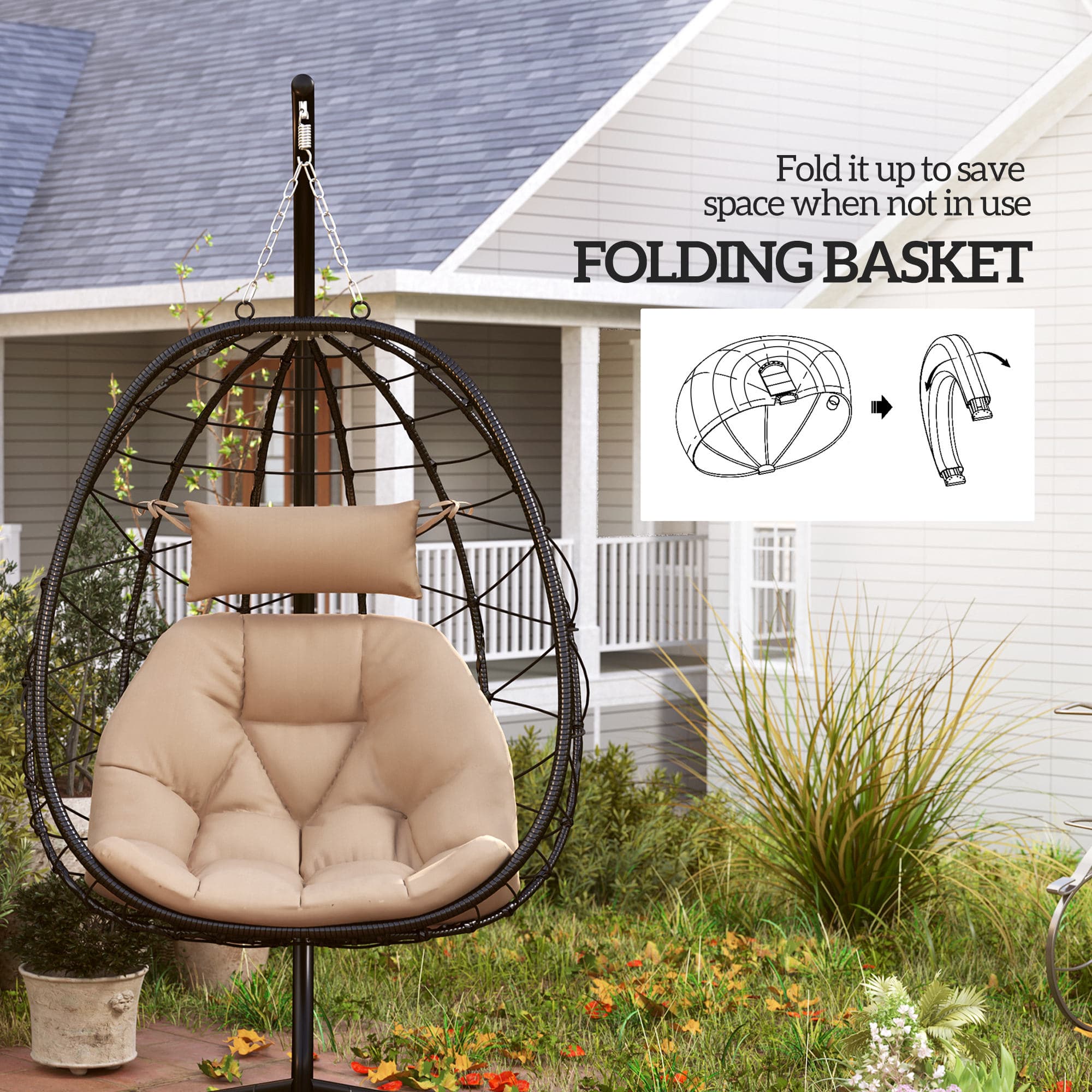Transform Your Space with this Khaki Hanging Egg Chair - image 5