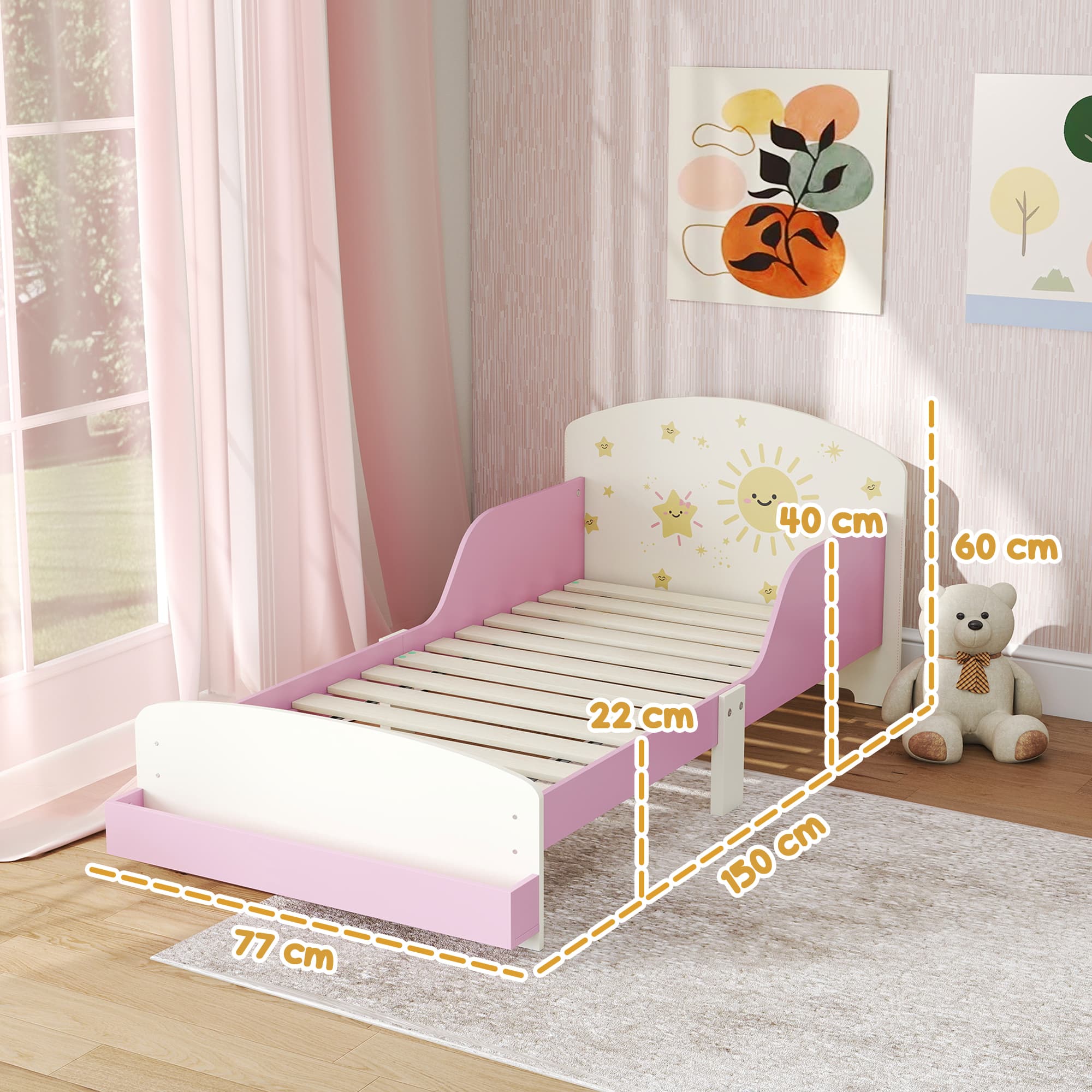 Pink Lion Toddler Bed with Storage and Safety Guardrails - image 1