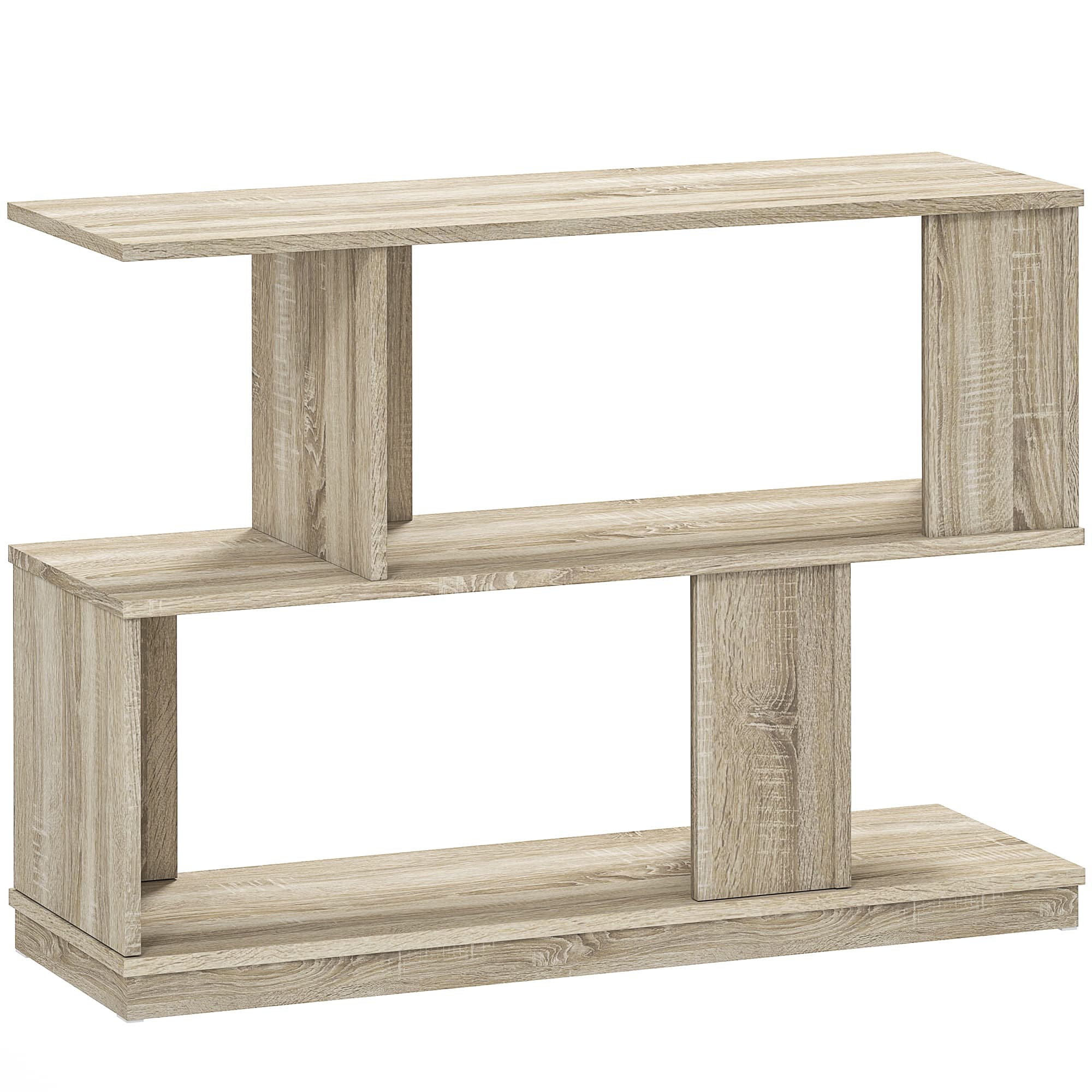 Slim S-Shaped Side Table for Small Spaces - Natural wood finish
