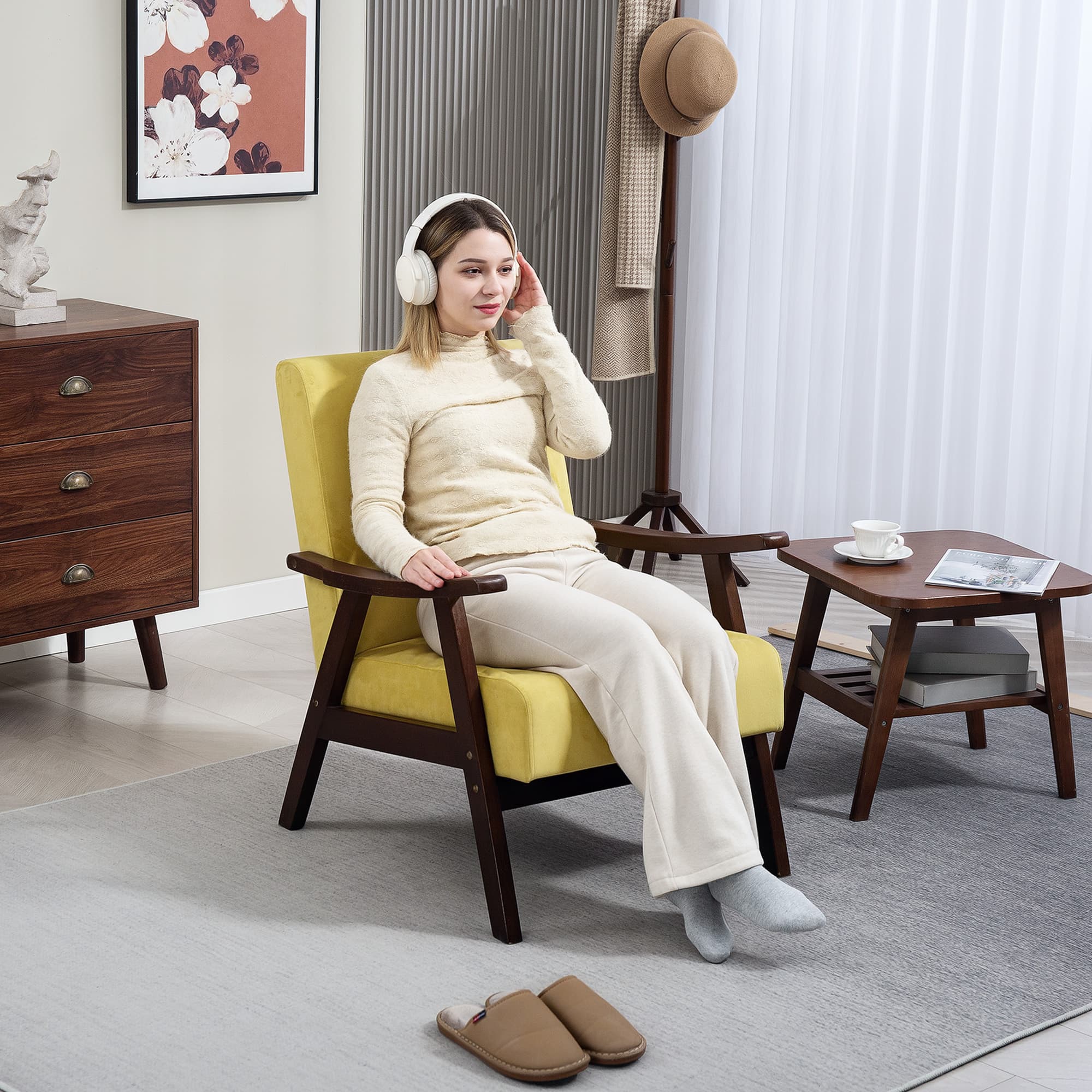 Transform Your Space with this Plush Champagne Velvet Armchair - image 3