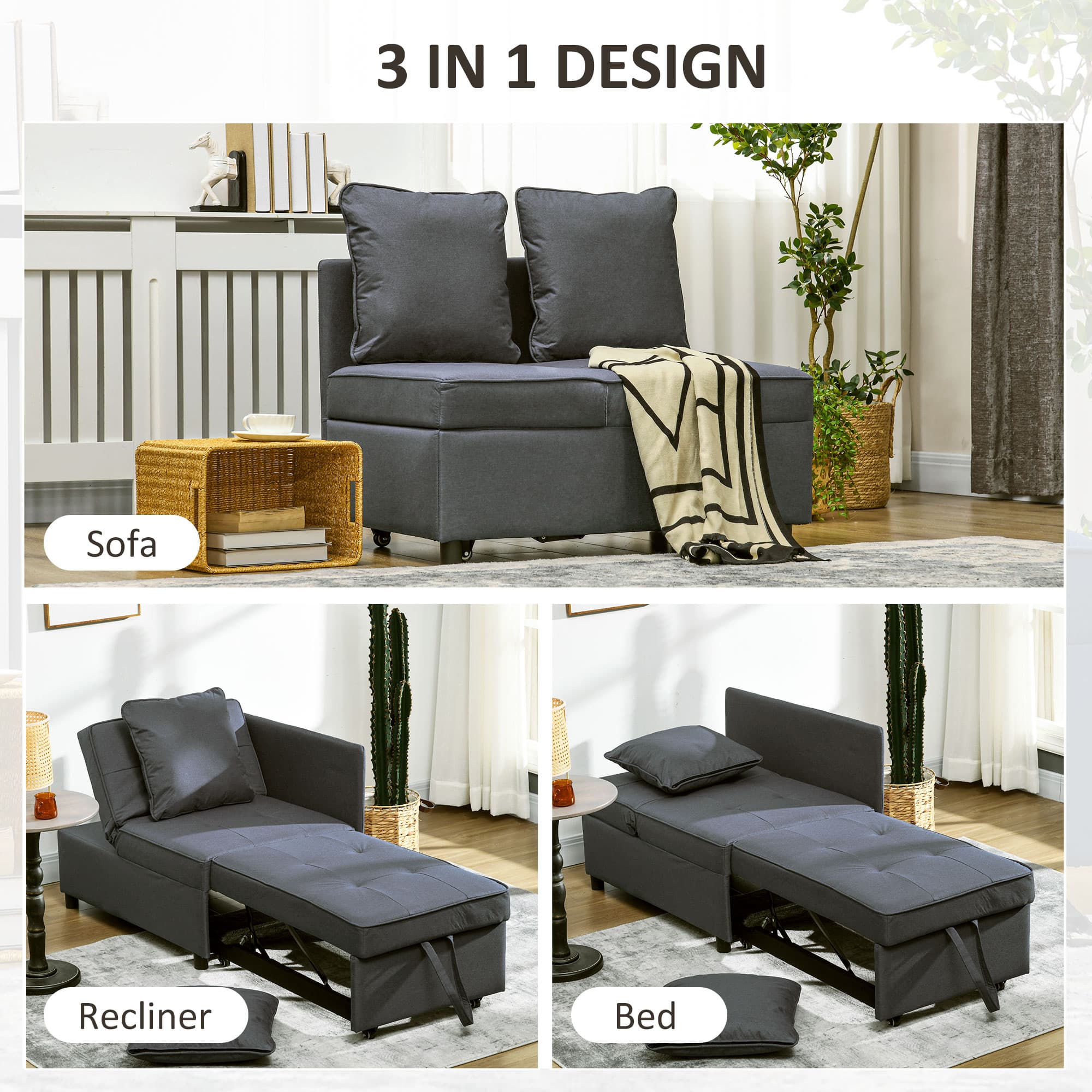 Transform Your Space with this Grey Single Sofa Bed - image 2