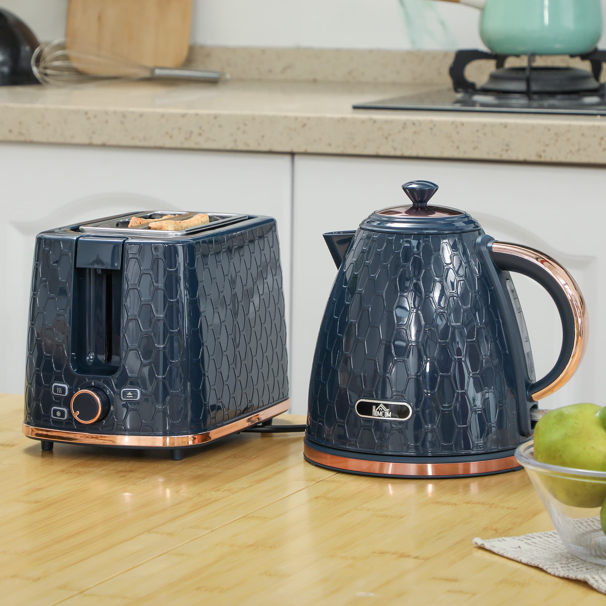 Matching Navy Kettle and 2-Slice Toaster with Copper Trim - image 7