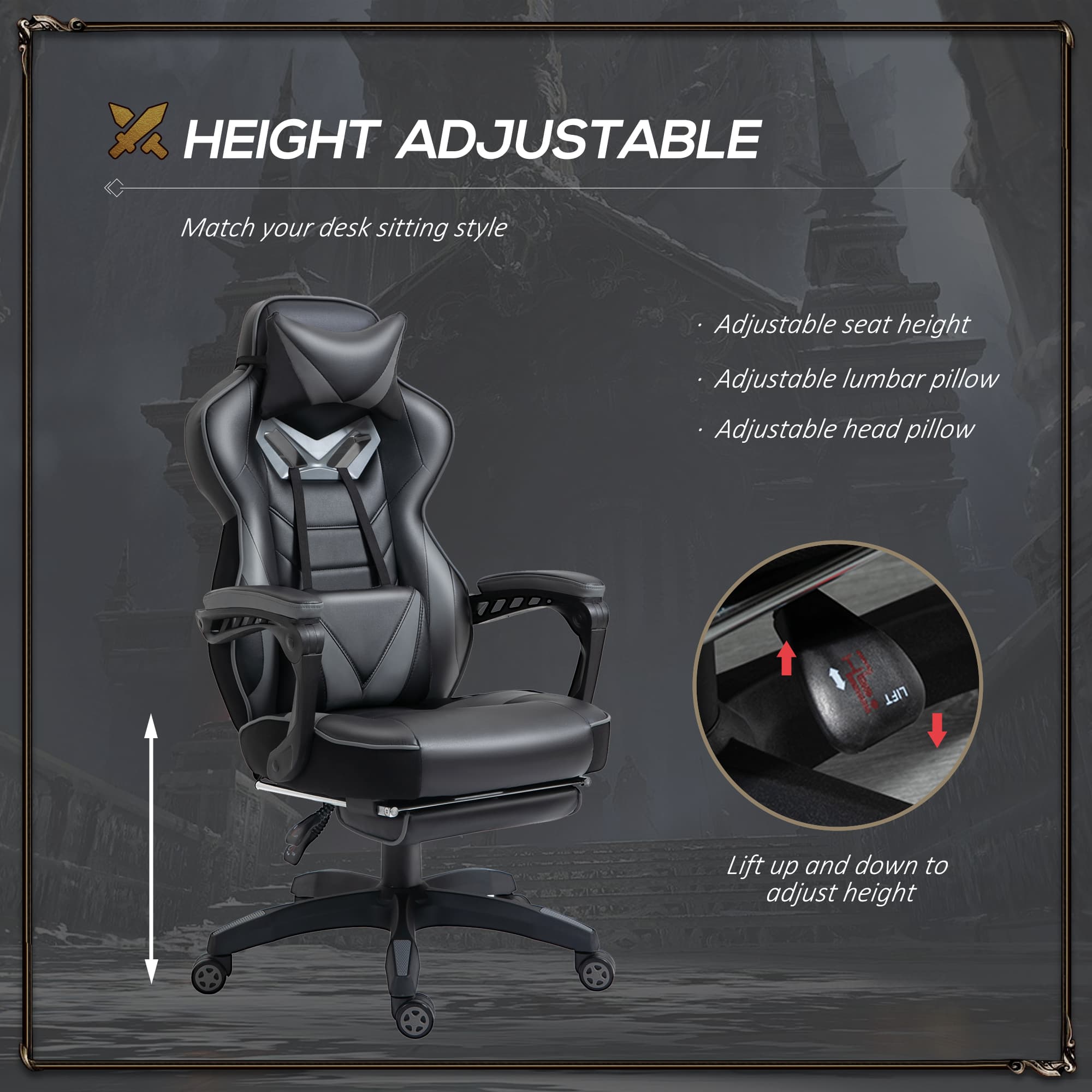 Engineered for Comfort: Grey Reclining Gaming Chair - image 4