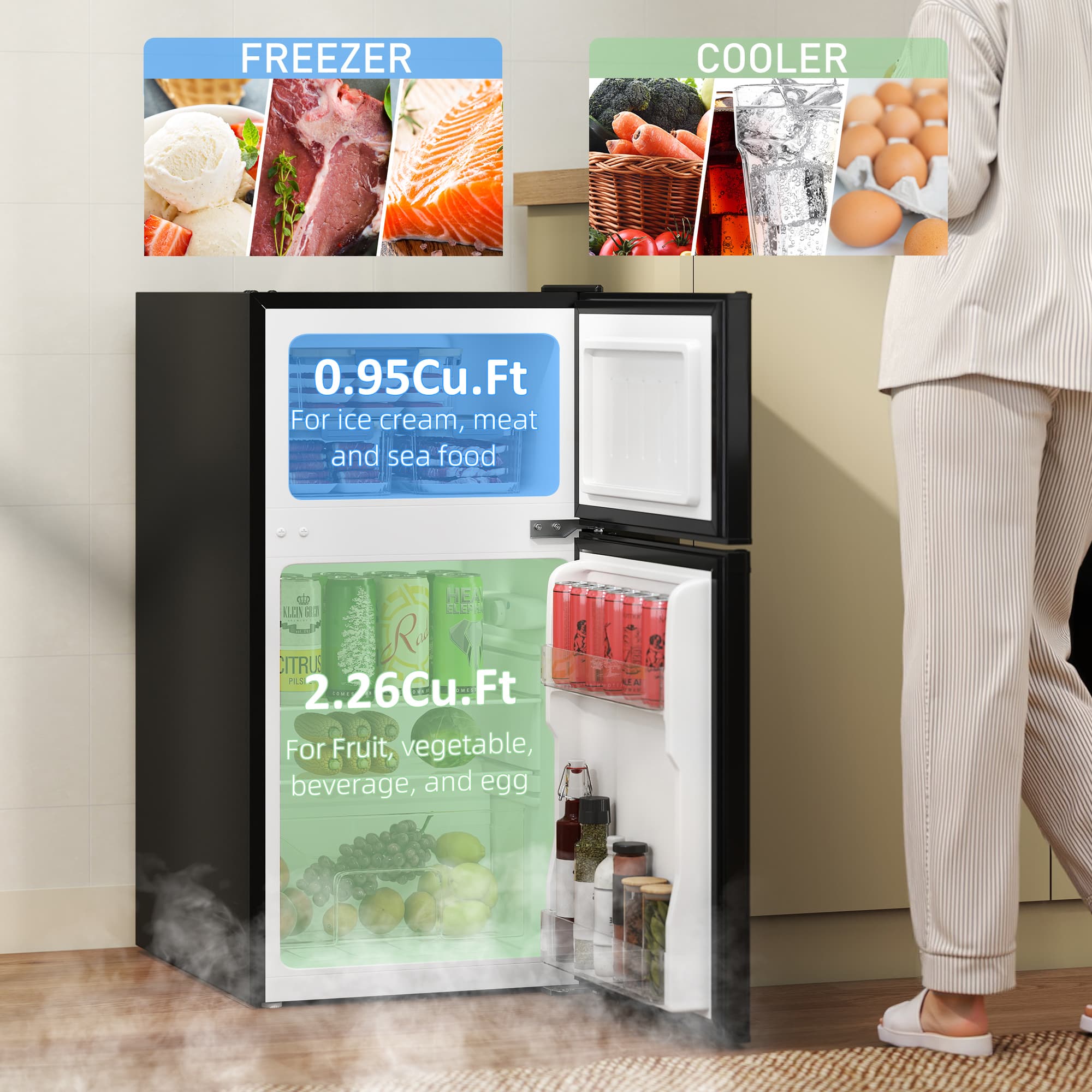 88L Under-Counter Fridge Freezer in Black — Compact and Quiet - image 7
