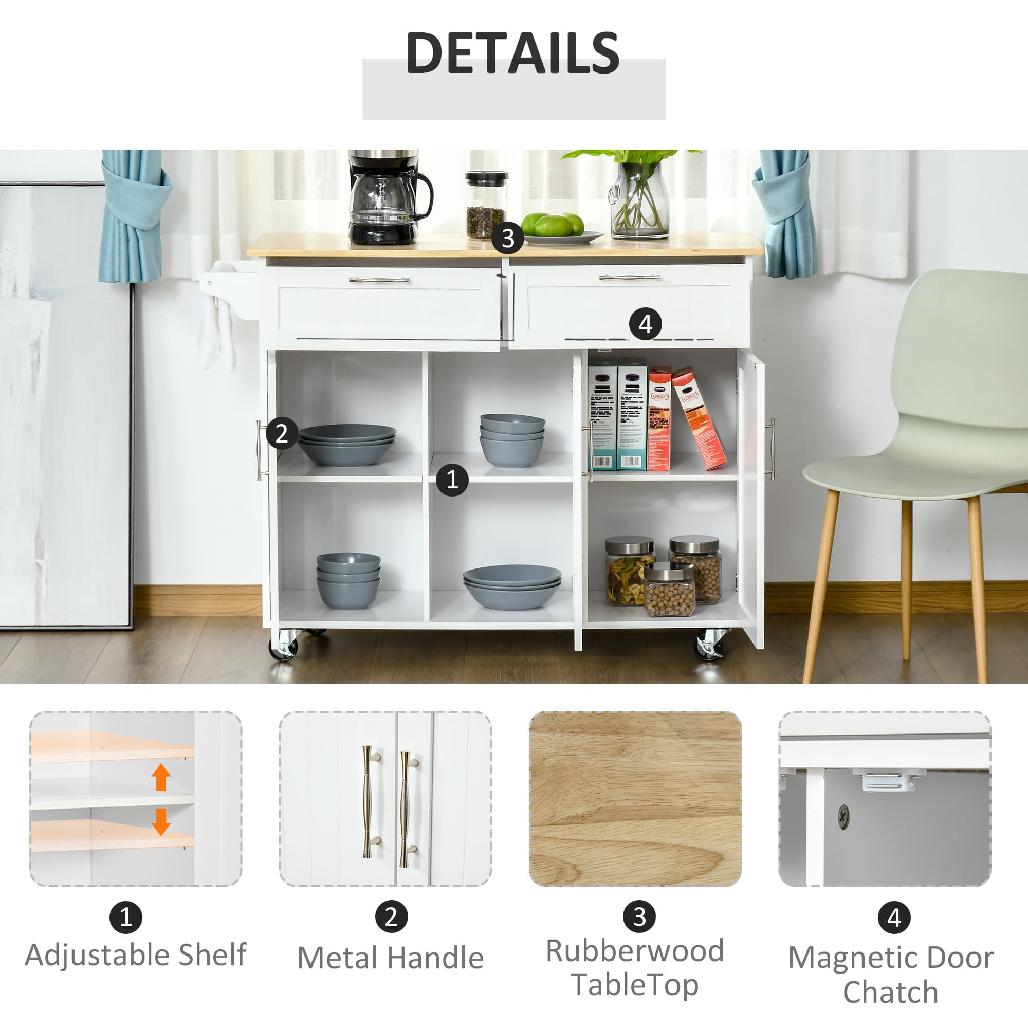 Effortless Storage with Our White Mobile Kitchen Island - image 2