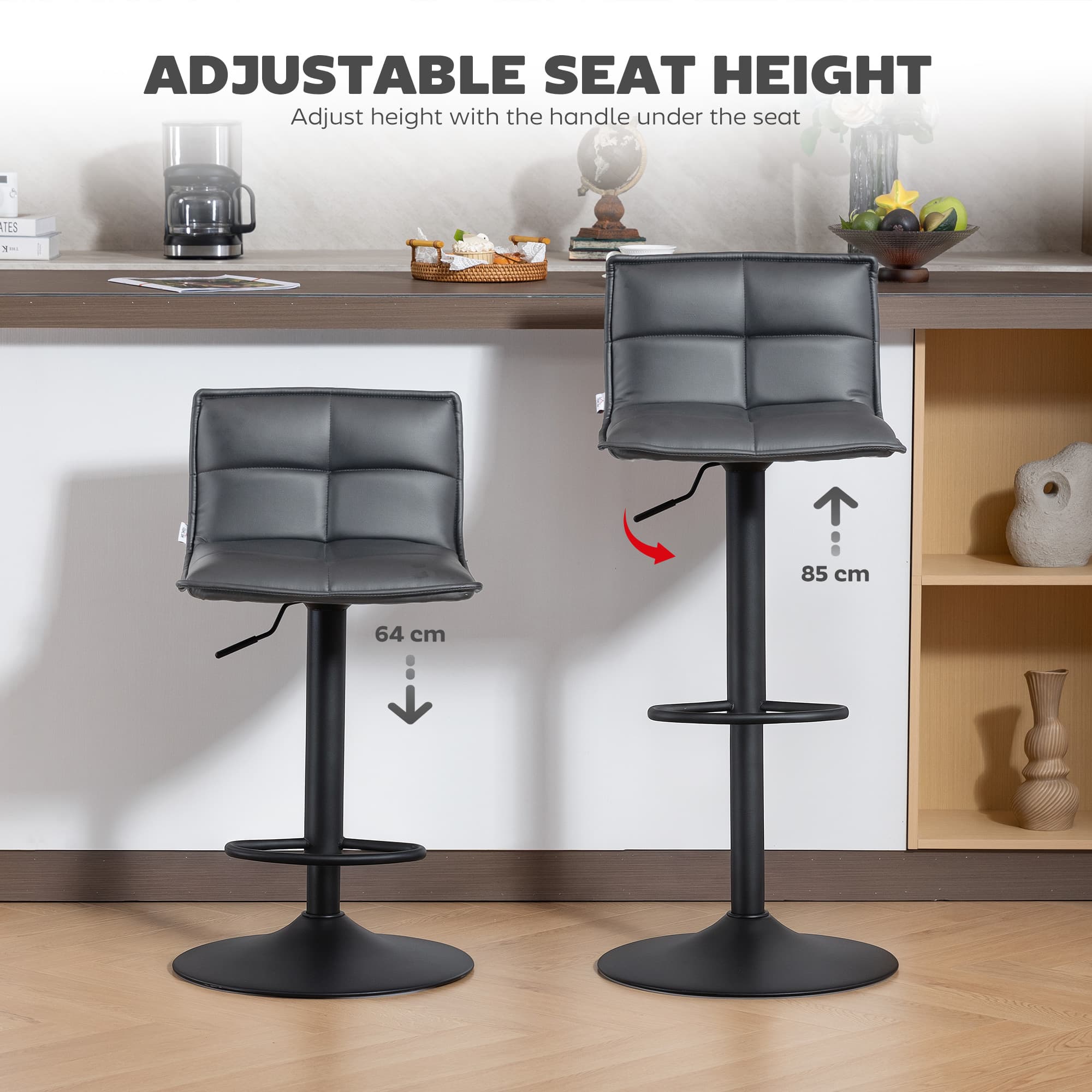Transform Your Kitchen with Modern Dark Grey Swivel Bar Stools - image 1