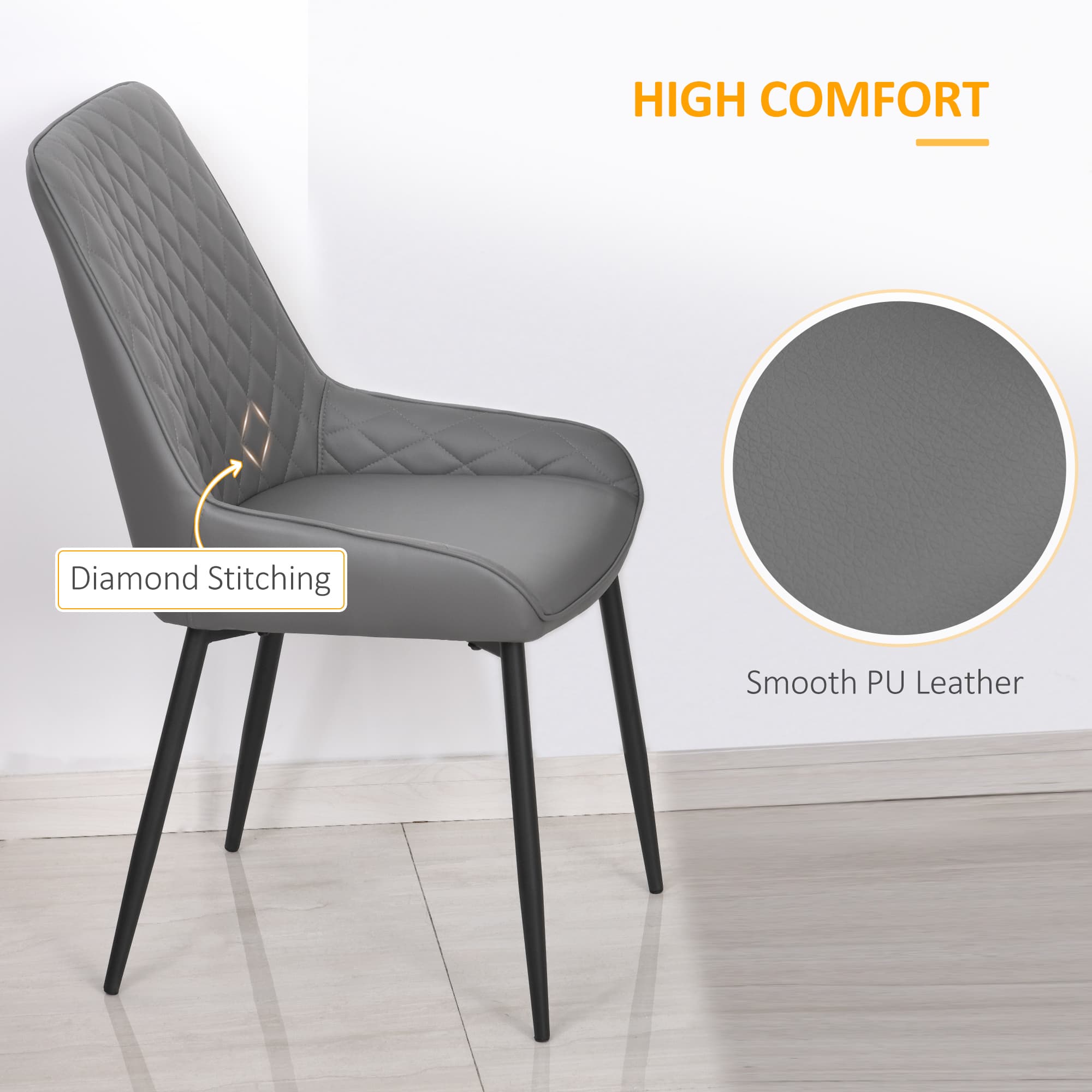 Transform Your Dining Space with Grey Quilted PU Leather Chairs - image 2