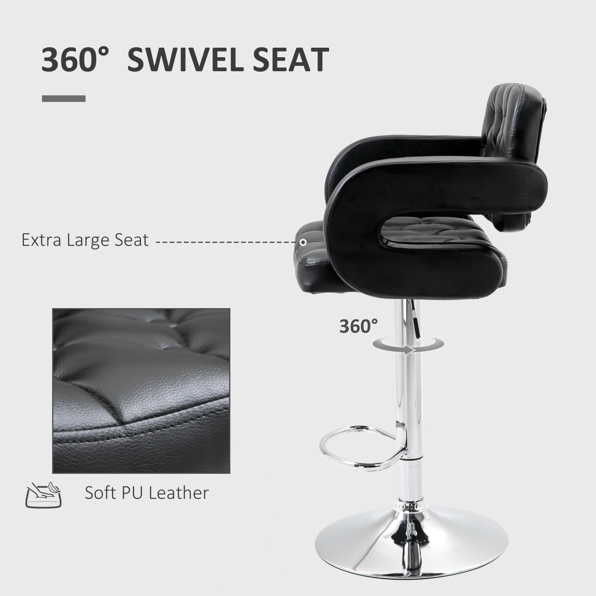 Premium Black Adjustable Swivel Bar Stool with Armrests - image 1