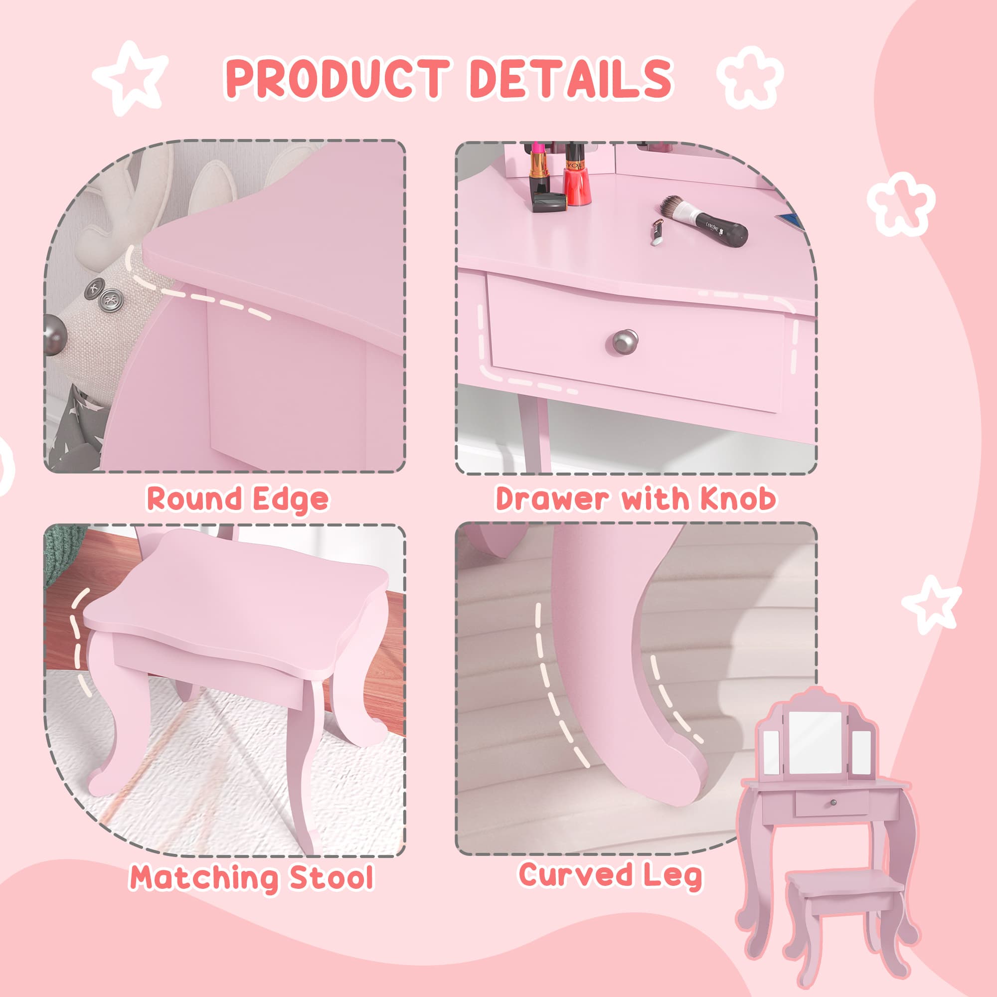 Transform Their Space with this Pink Kids Vanity Set - image 1