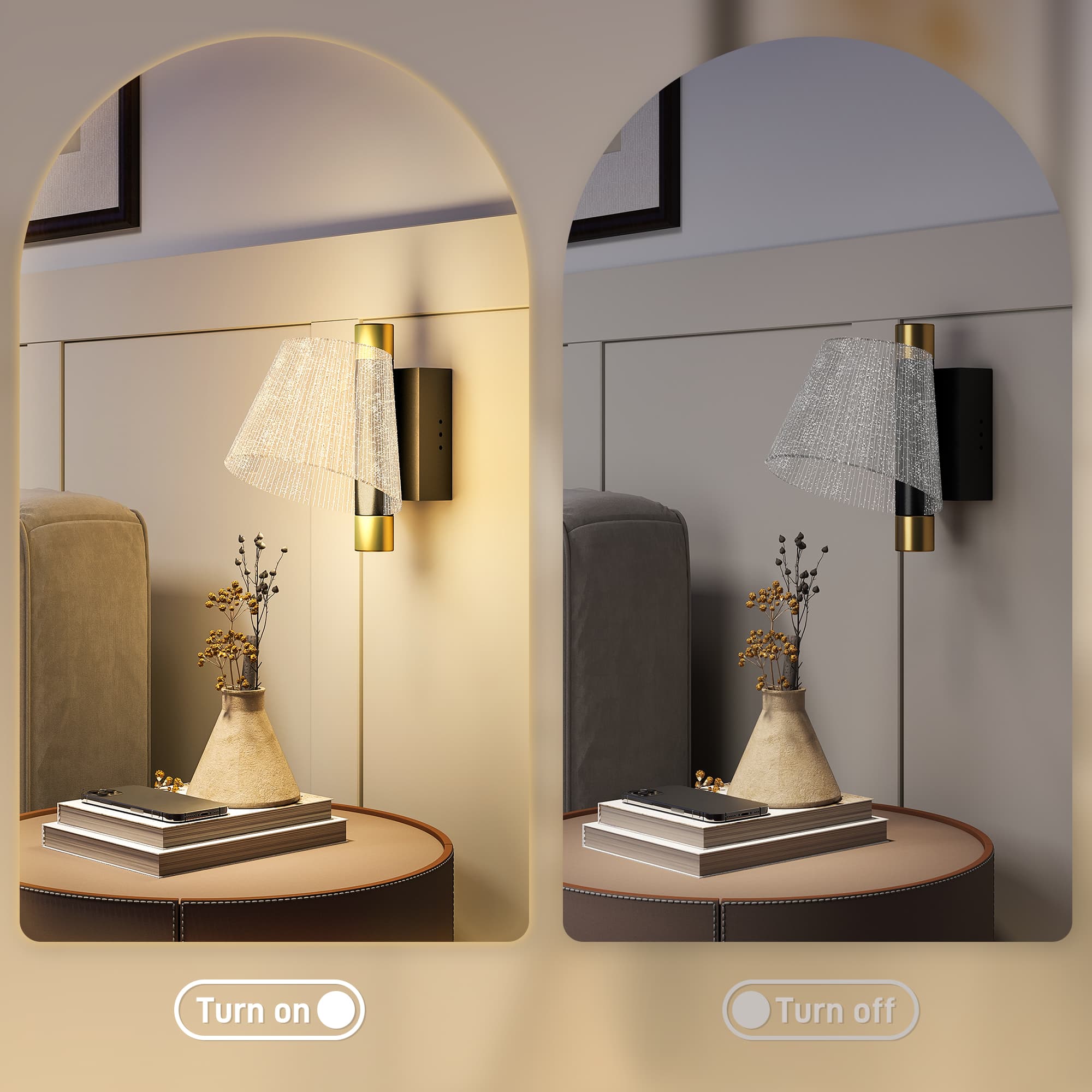 Black LED Wall Lamps with Sparkled Acrylic Shades - image 2