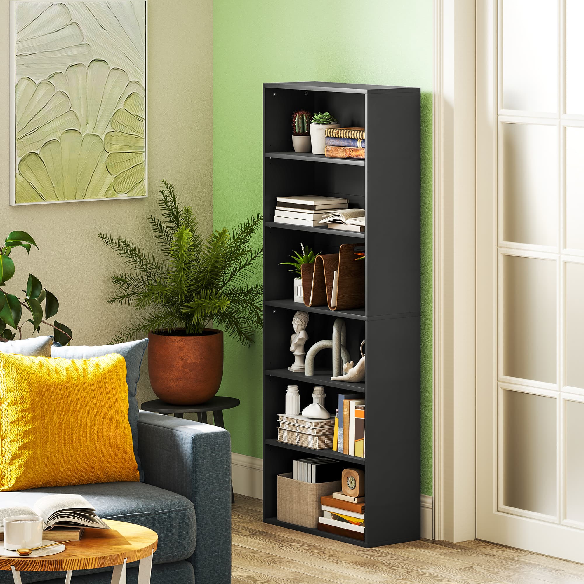 Effortless Storage: Premium Black Six-Shelf Bookcase - image 1
