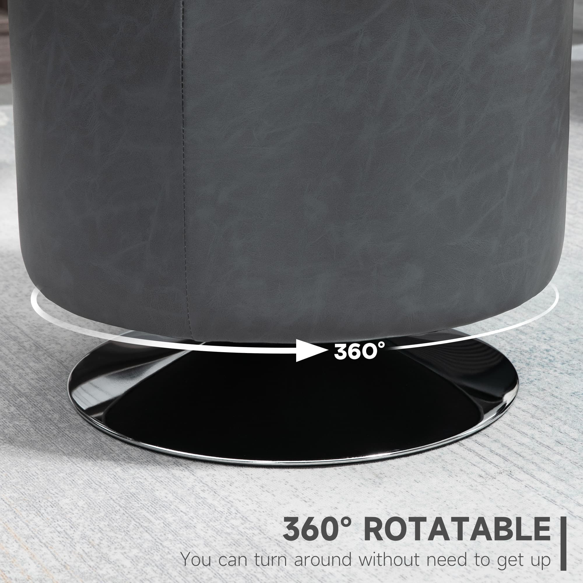 Premium Grey PU Leather Swivel Footstool for Effortless Comfort - image 5