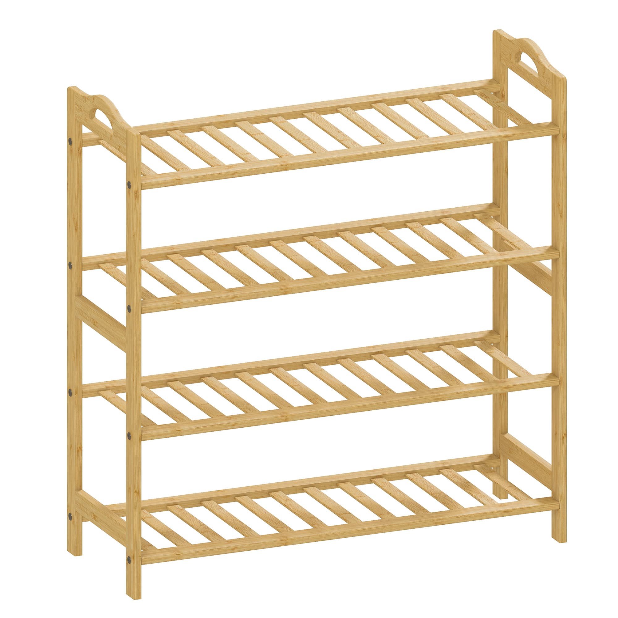Natural Bamboo Shoe Rack for Hallways and Bedrooms - Natural wood finish