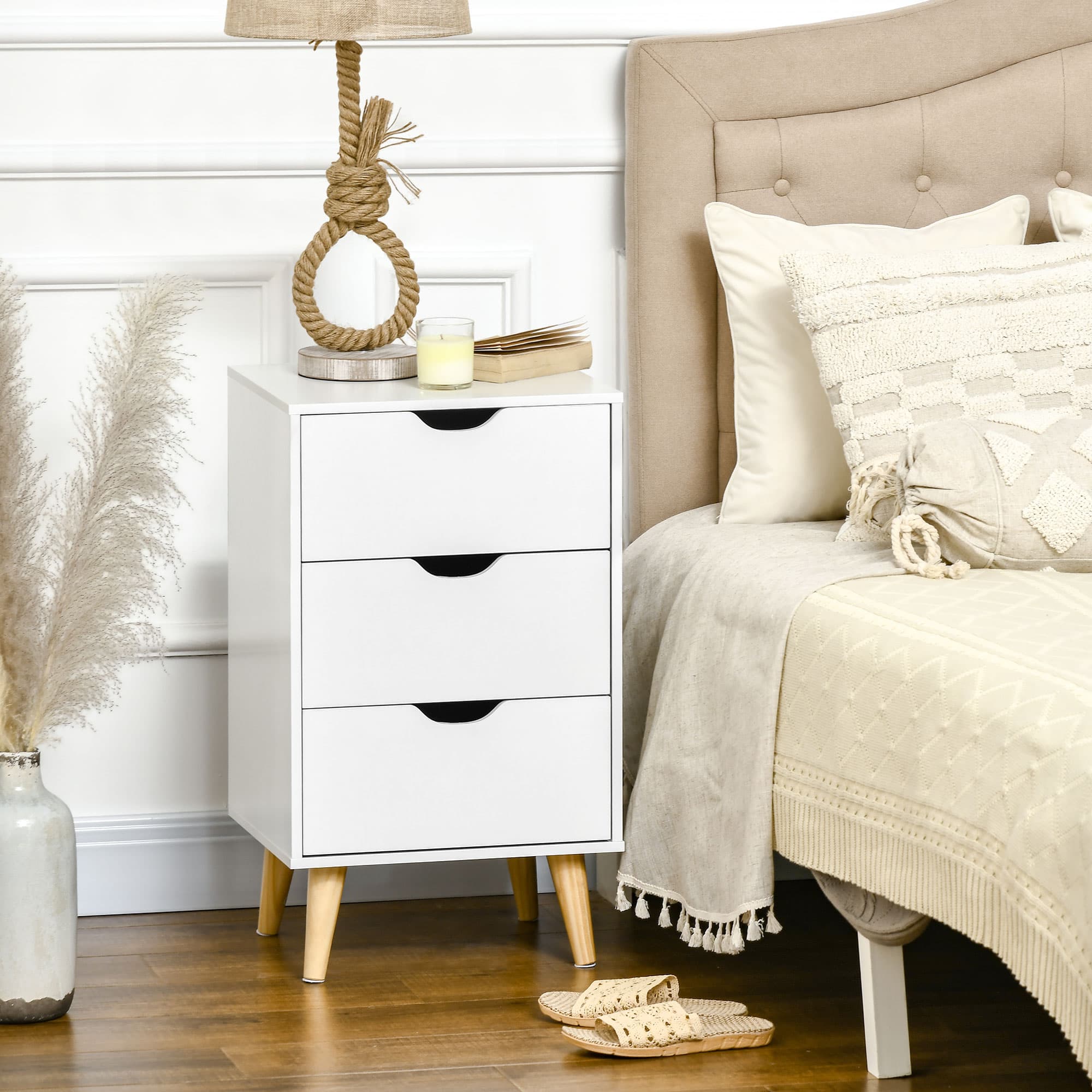 Effortless Storage: White 3-Drawer Bedside Table - image 3