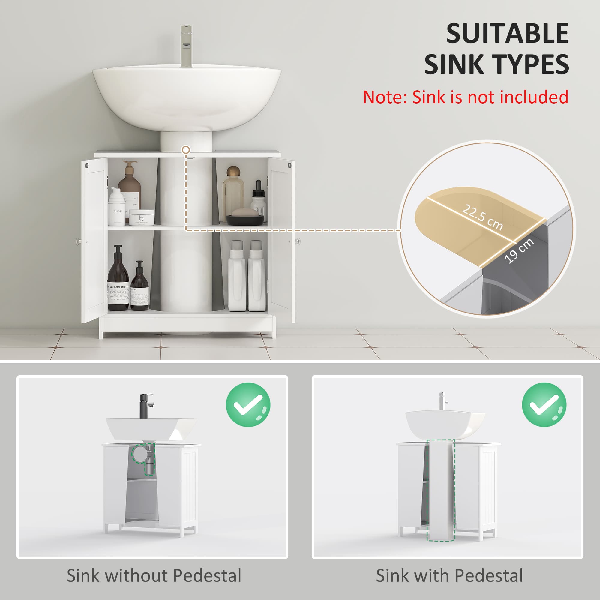 White Under Sink Bathroom Storage Cabinet - image 9