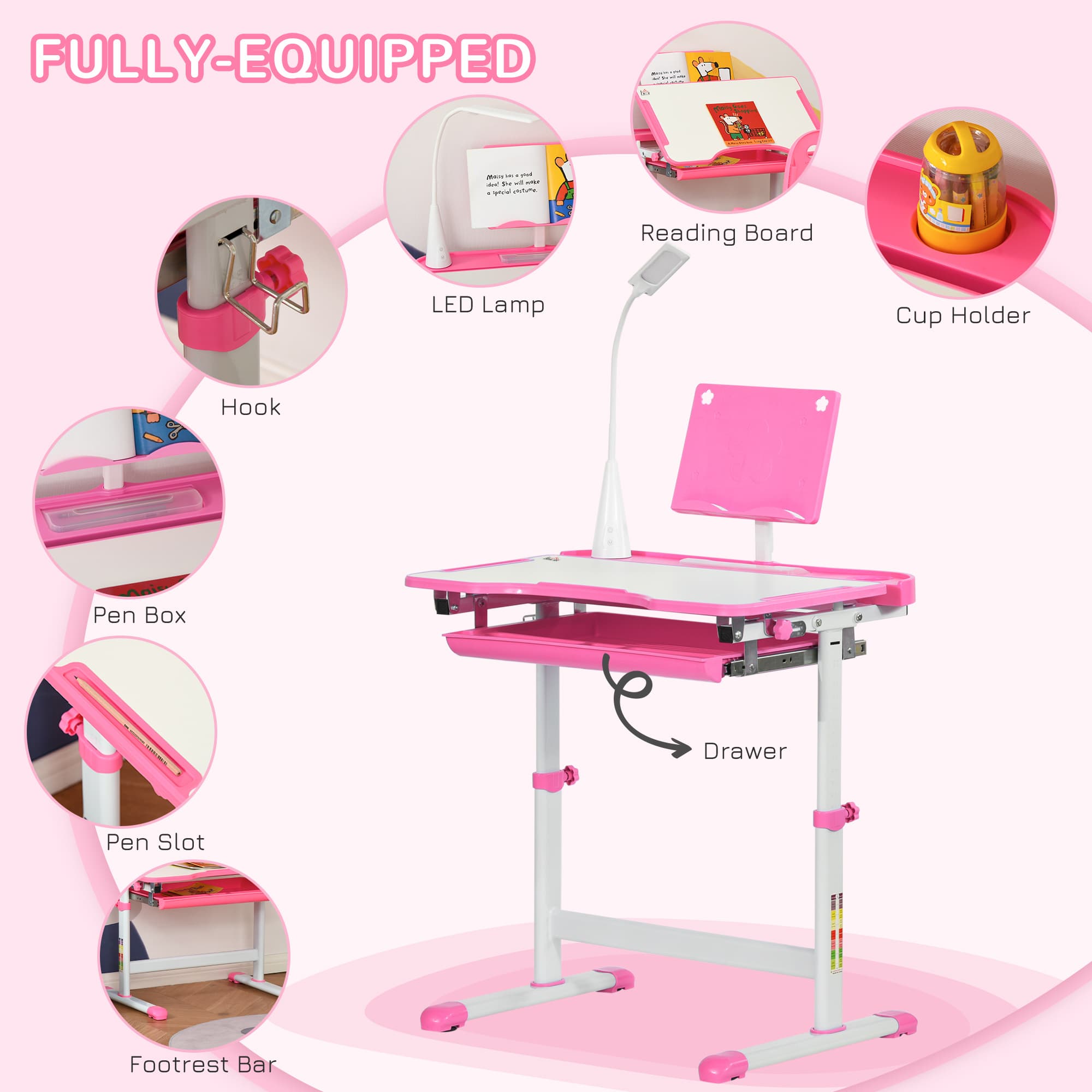 Transform Their Study Time with this Adjustable Pink Desk Set - image 5
