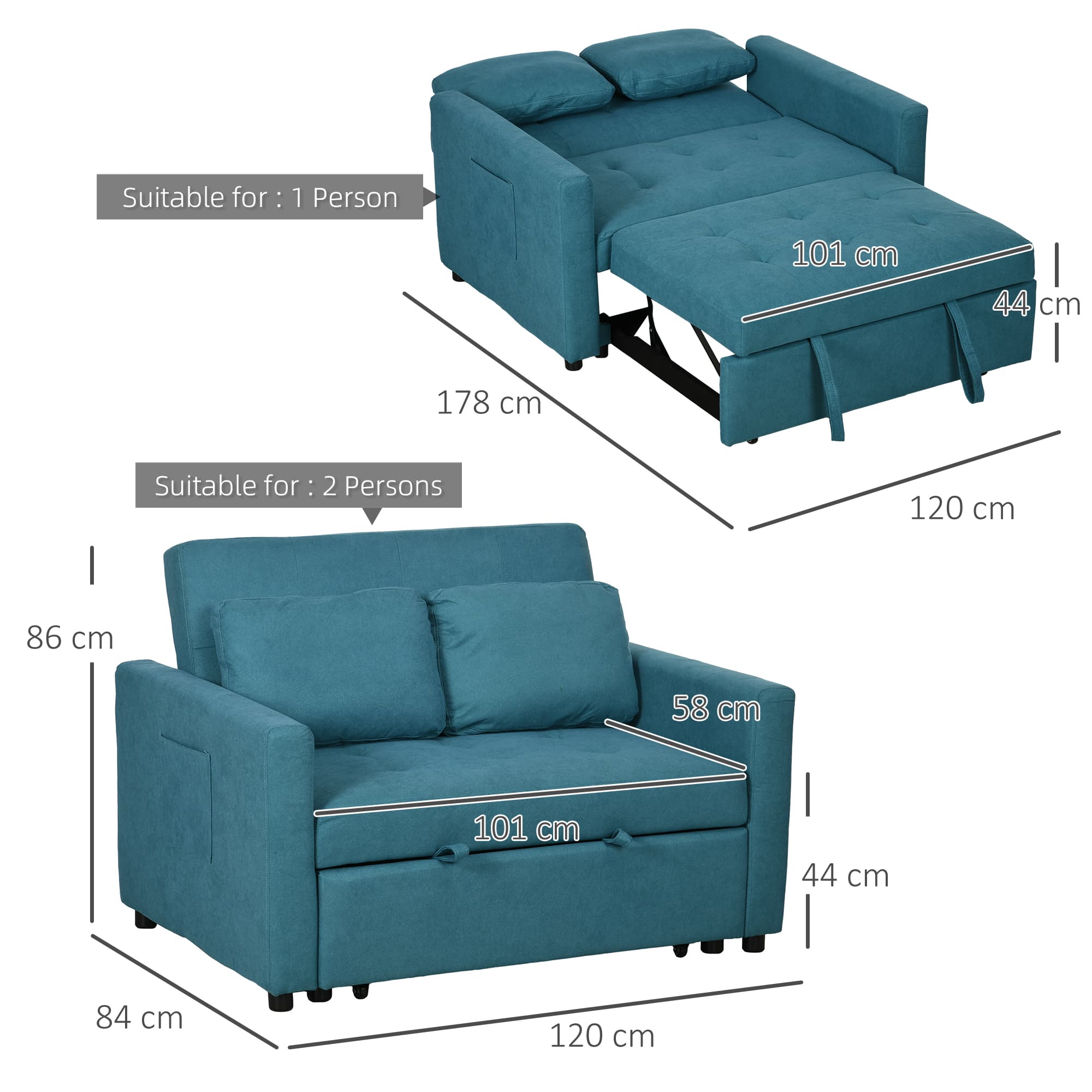 Transform Your Space With This Blue Velvet Loveseat Sofa Bed - image 5
