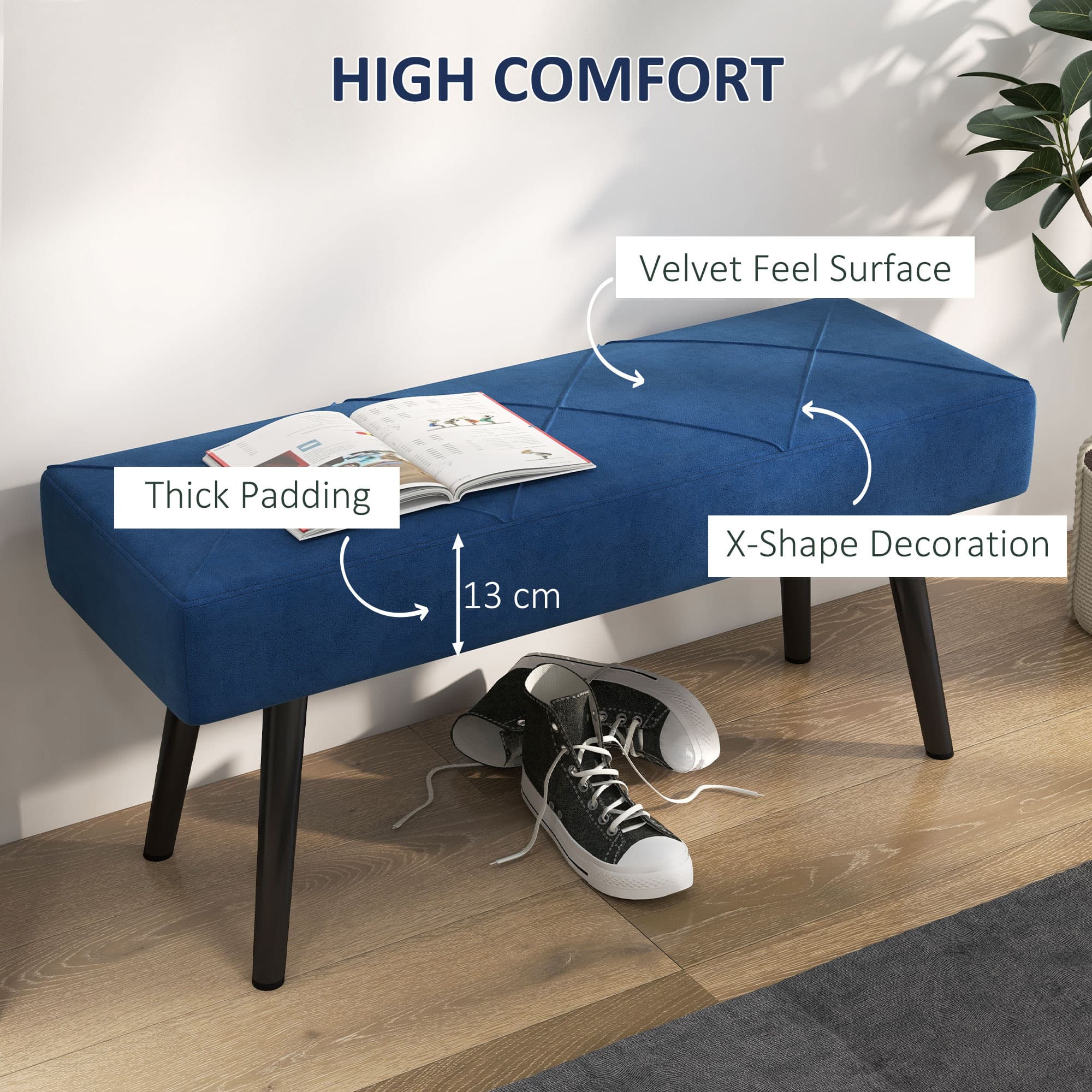 Luxurious Blue Velvet Hallway & End of Bed Bench - image 3