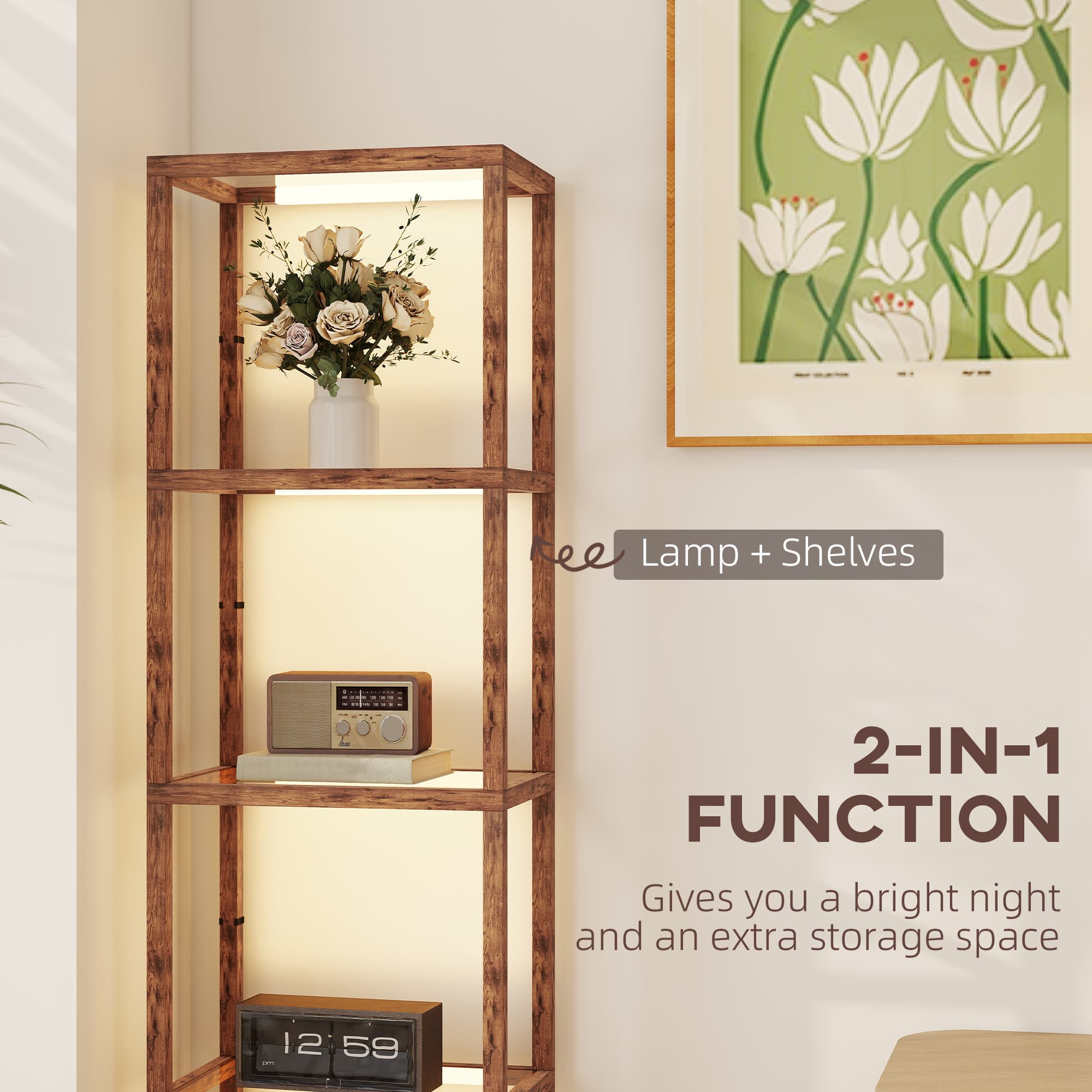 Transform Your Space with this Rustic Brown Shelf Lamp - image 3